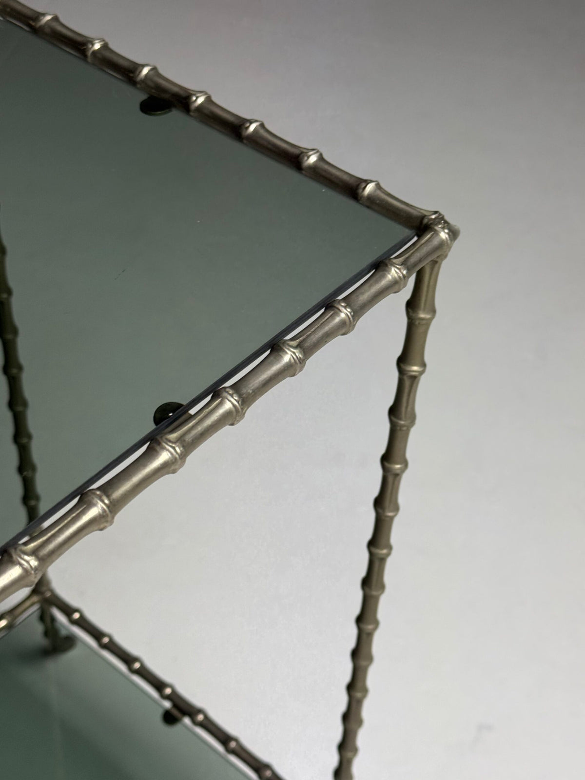 Vintage Faux Bamboo Metal Side Table, France, c. 1970 to 1980, photo 4