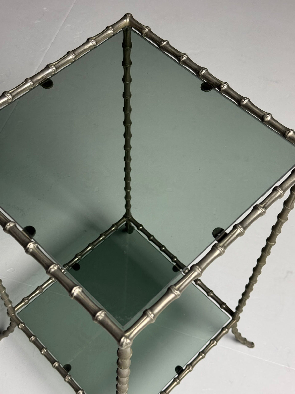 Vintage Faux Bamboo Metal Side Table, France, c. 1970 to 1980, photo 5