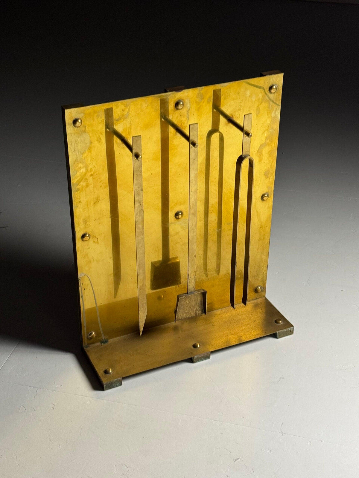 1960s Brass Fireplace Set, photo 1