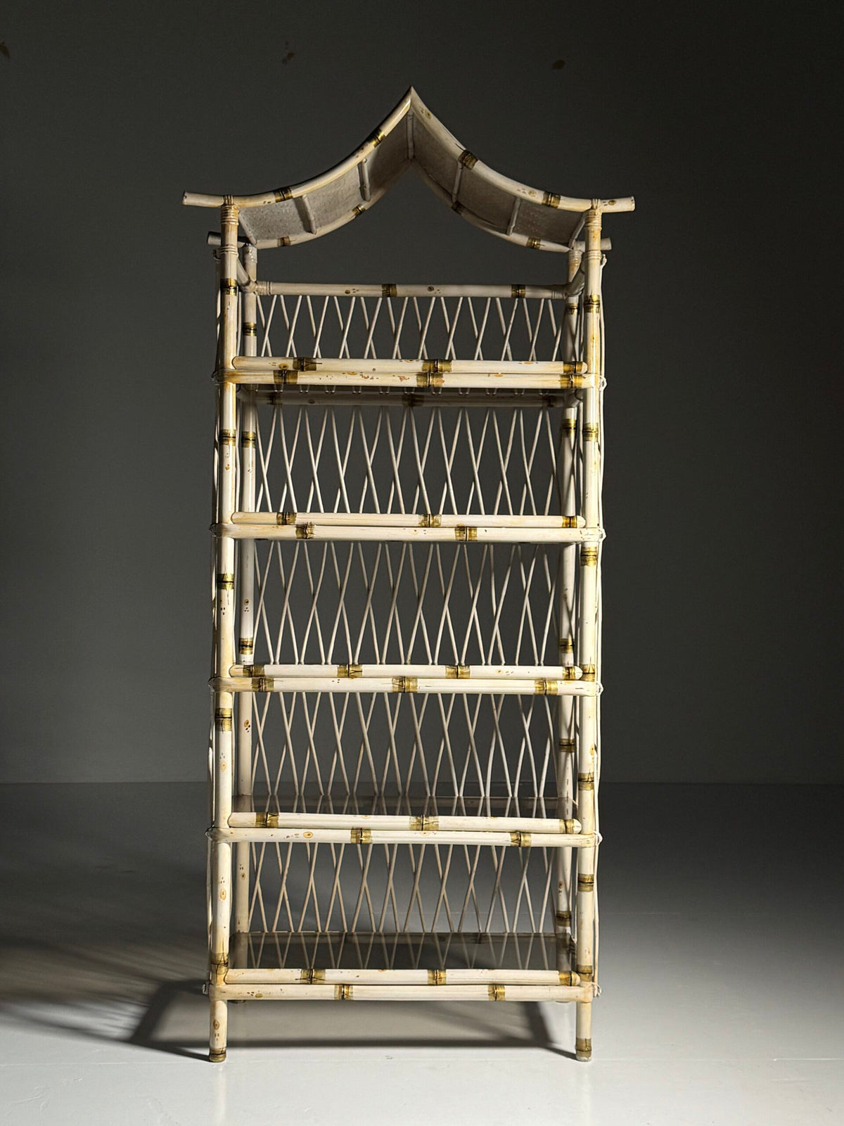 Asian Style White Bamboo Bookcase, England c. 1980, photo 2