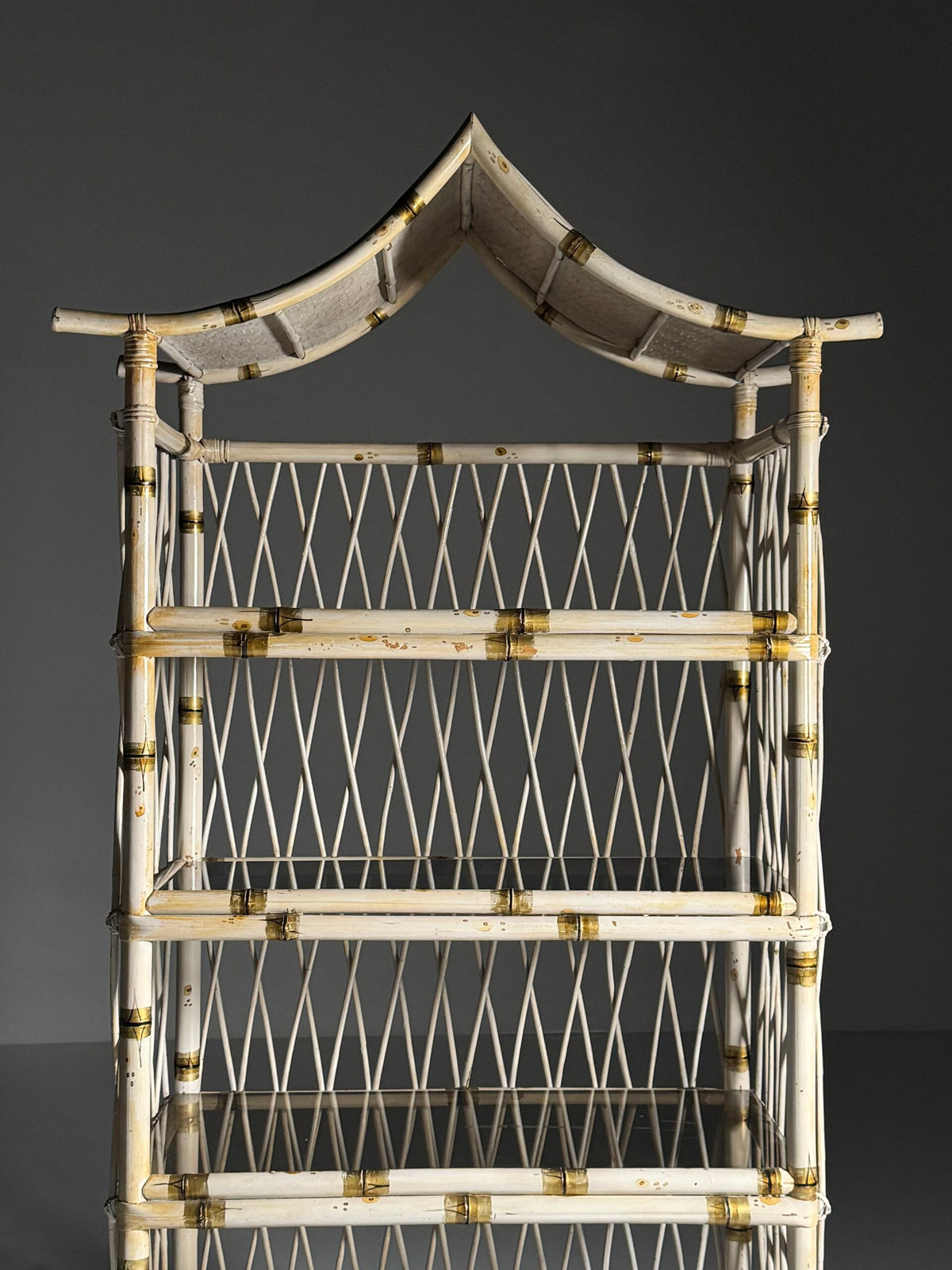 Asian Style White Bamboo Bookcase, England c. 1980, photo 3