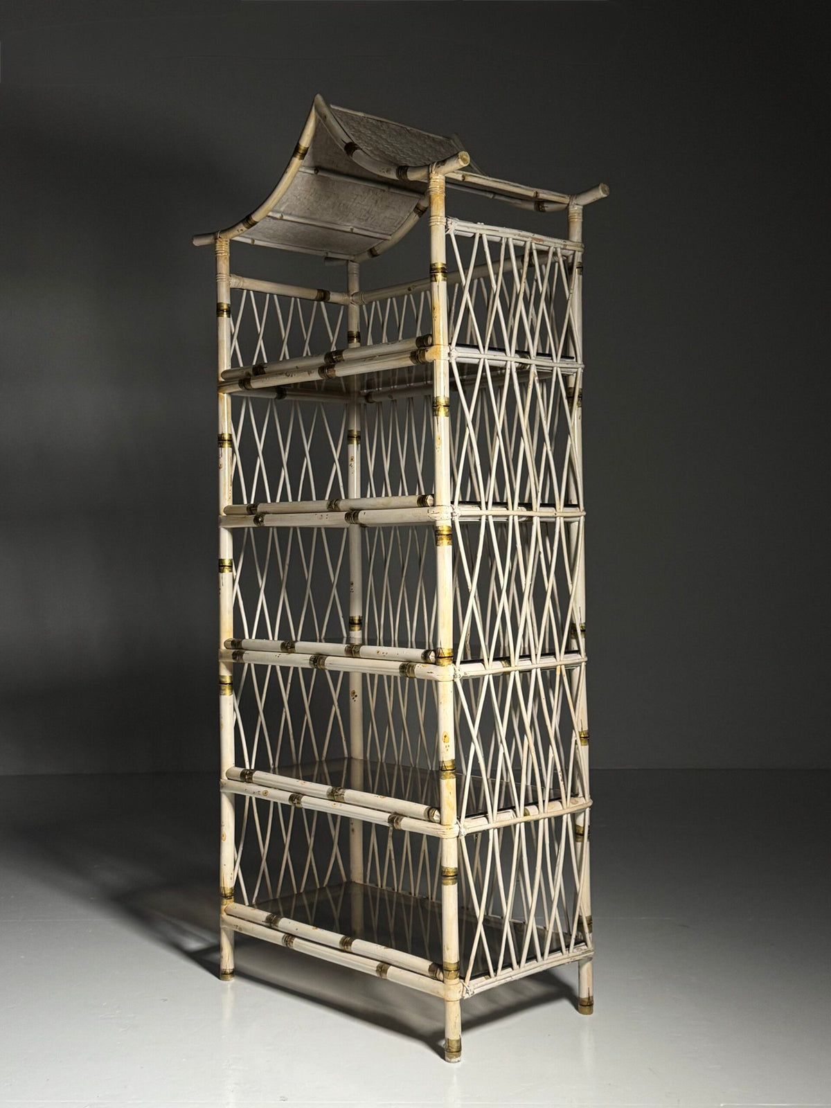 Asian Style White Bamboo Bookcase, England c. 1980, photo 12