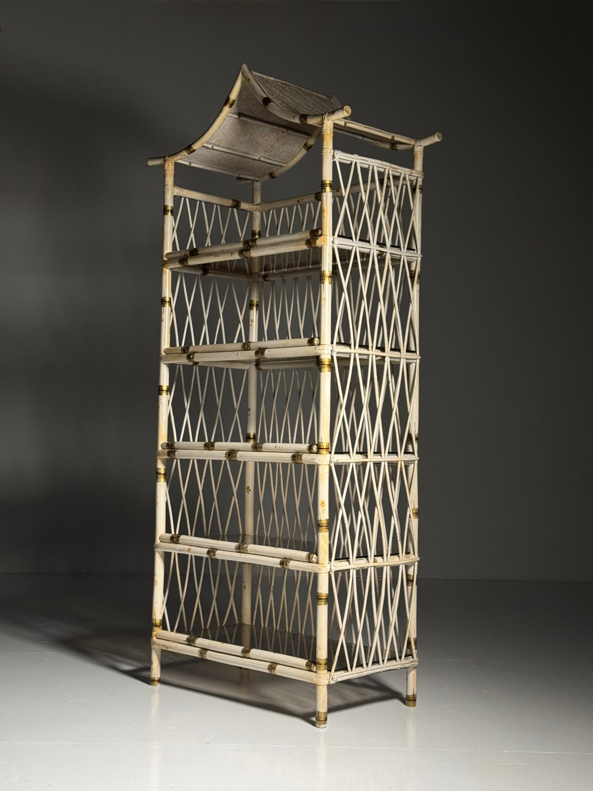 Asian Style White Bamboo Bookcase, England c. 1980, photo 13