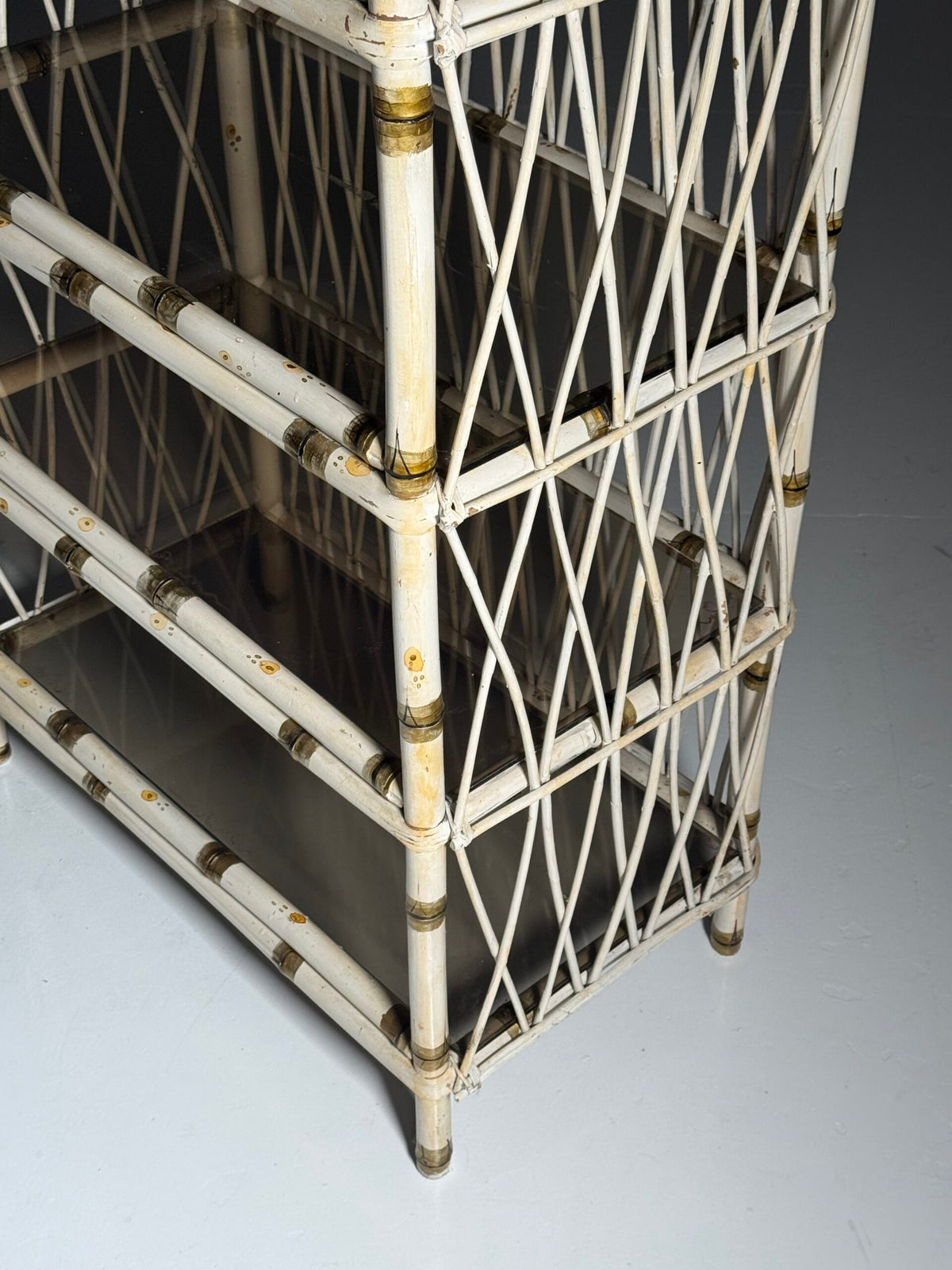 Asian Style White Bamboo Bookcase, England c. 1980, photo 15