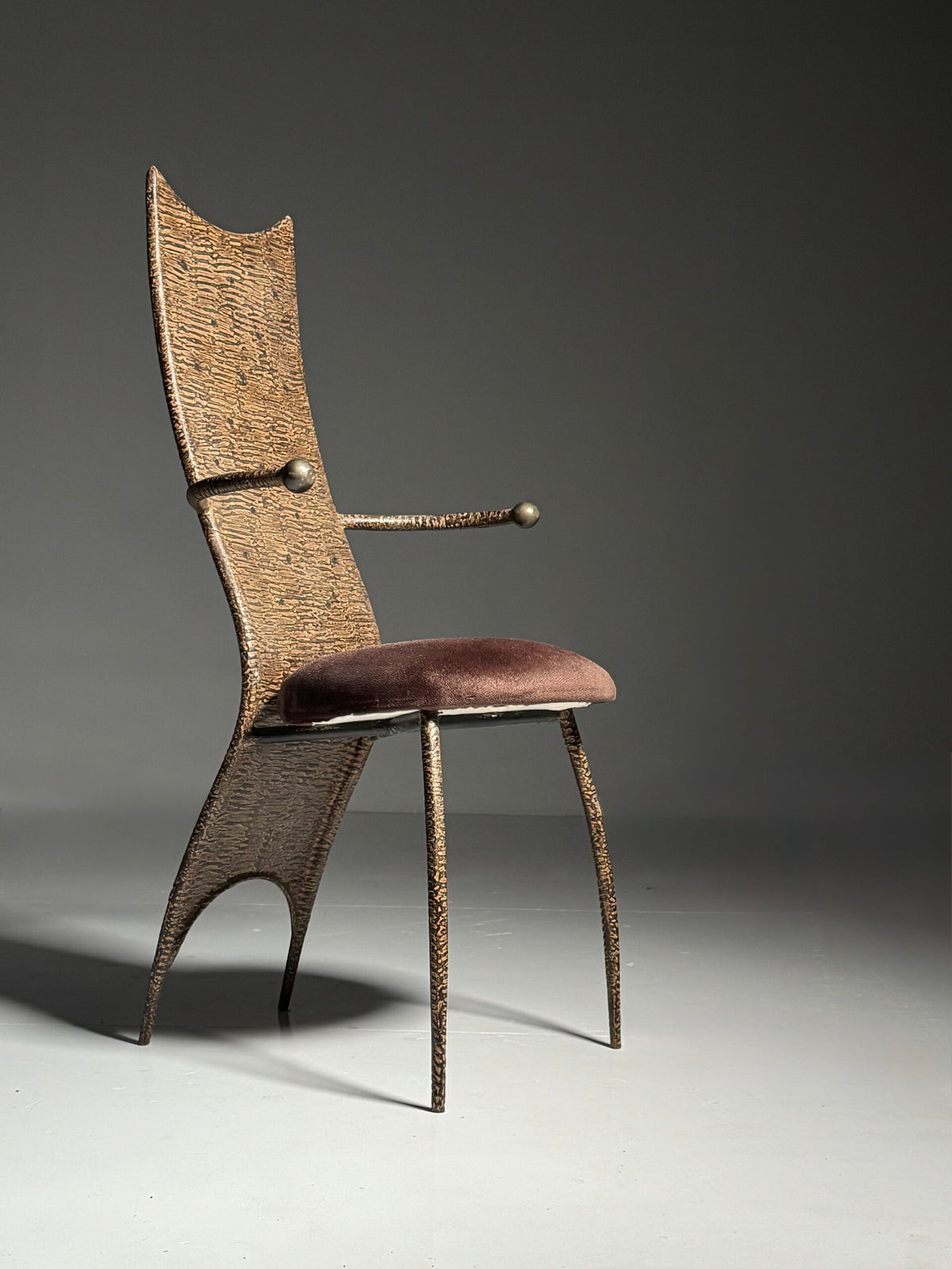 Postmodern Hammered Metal Chair, 1980 to 1990, photo 1