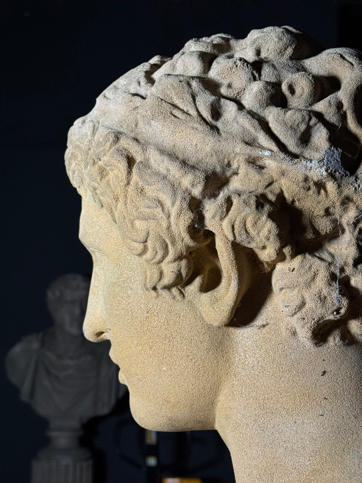 Life-size Bust After Antinous on Fluted Column, 20th Century, photo 12