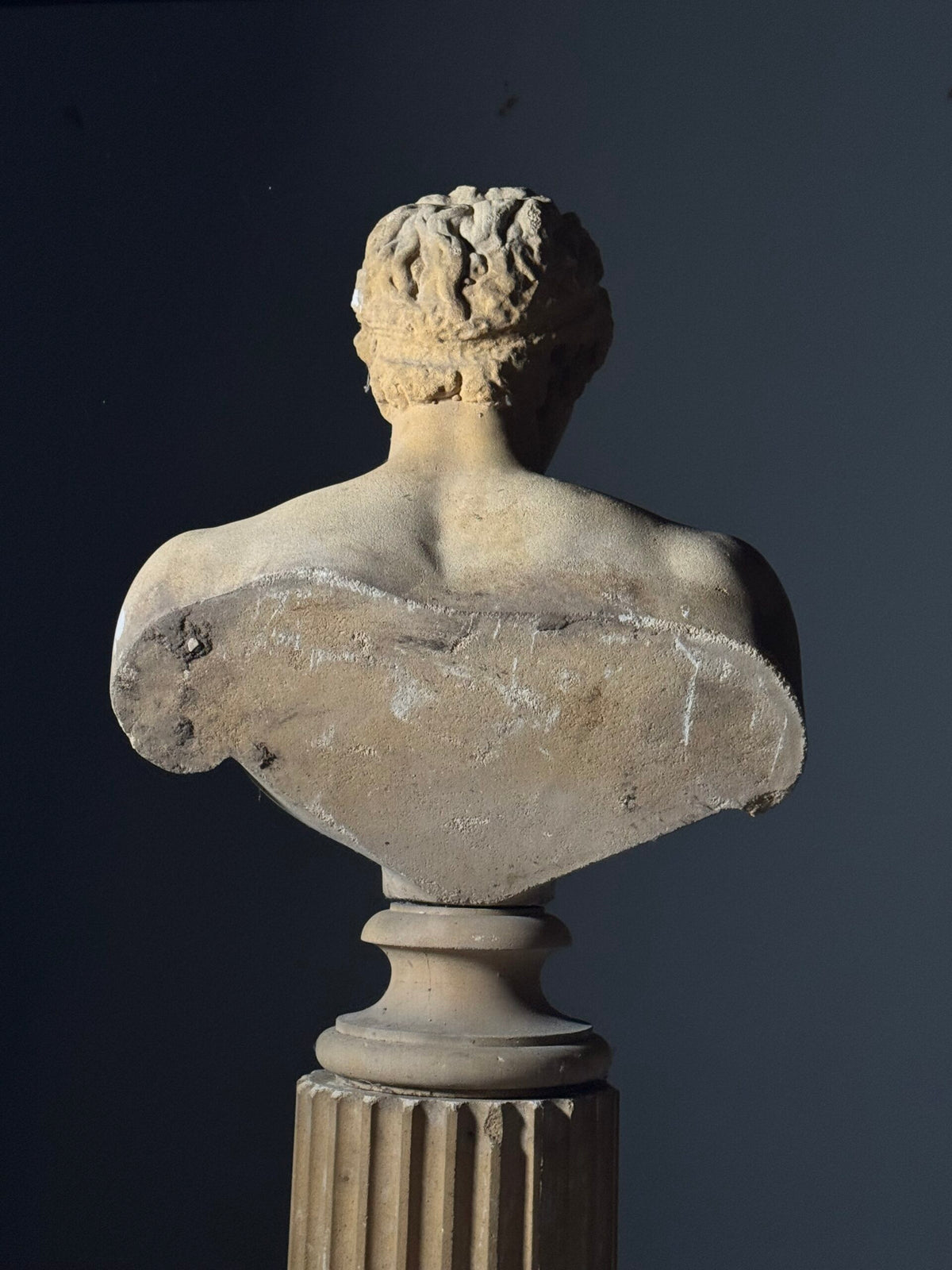 Life-size Bust After Antinous on Fluted Column, 20th Century, photo 17