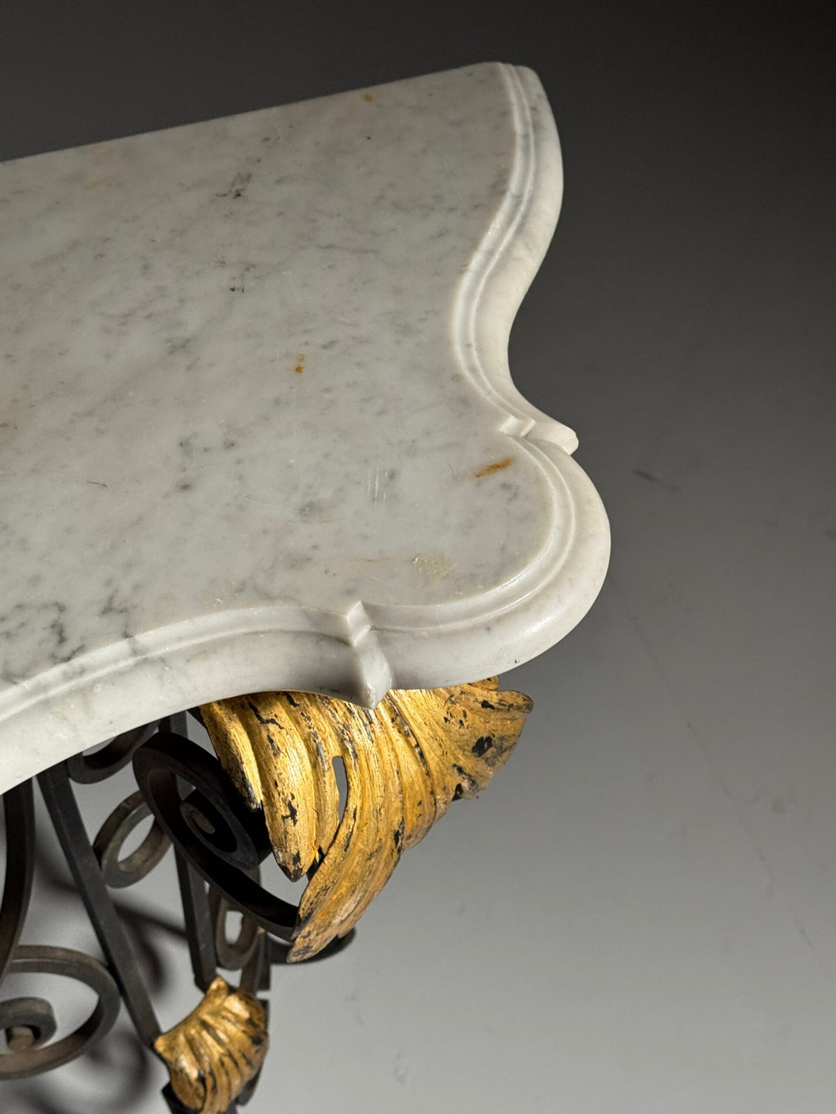 1950s Wrought Iron Console Table with Carrara Marble Top, photo 18