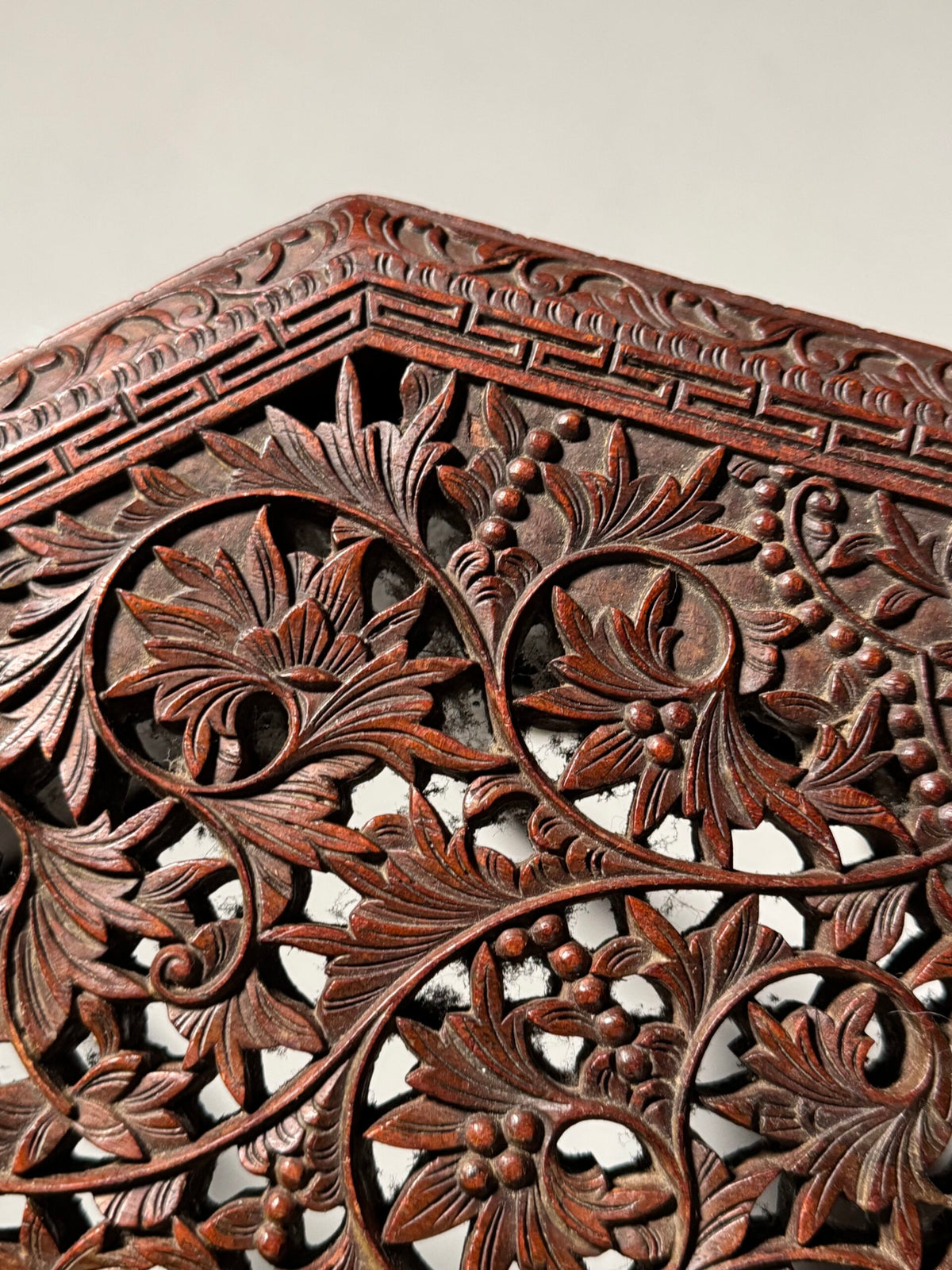 Indian Carved Hardwood Side Table, circa 1900 to 1920, photo 18