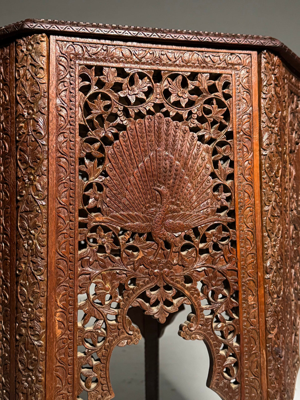 Indian Carved Hardwood Side Table, circa 1900 to 1920, photo 16