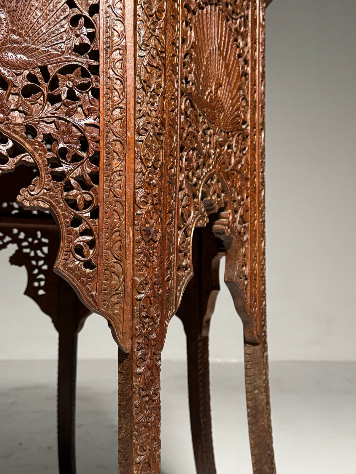 Indian Carved Hardwood Side Table, circa 1900 to 1920, photo 11