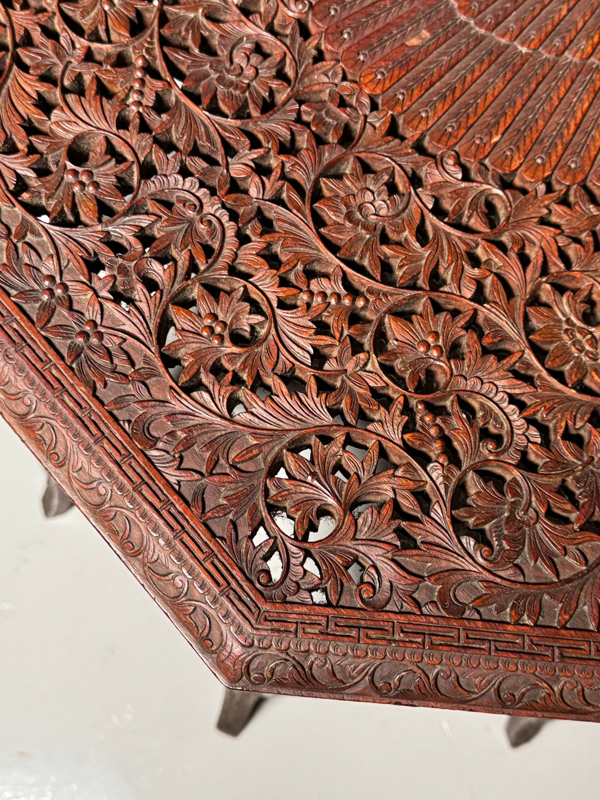 Indian Carved Hardwood Side Table, circa 1900 to 1920, photo 5