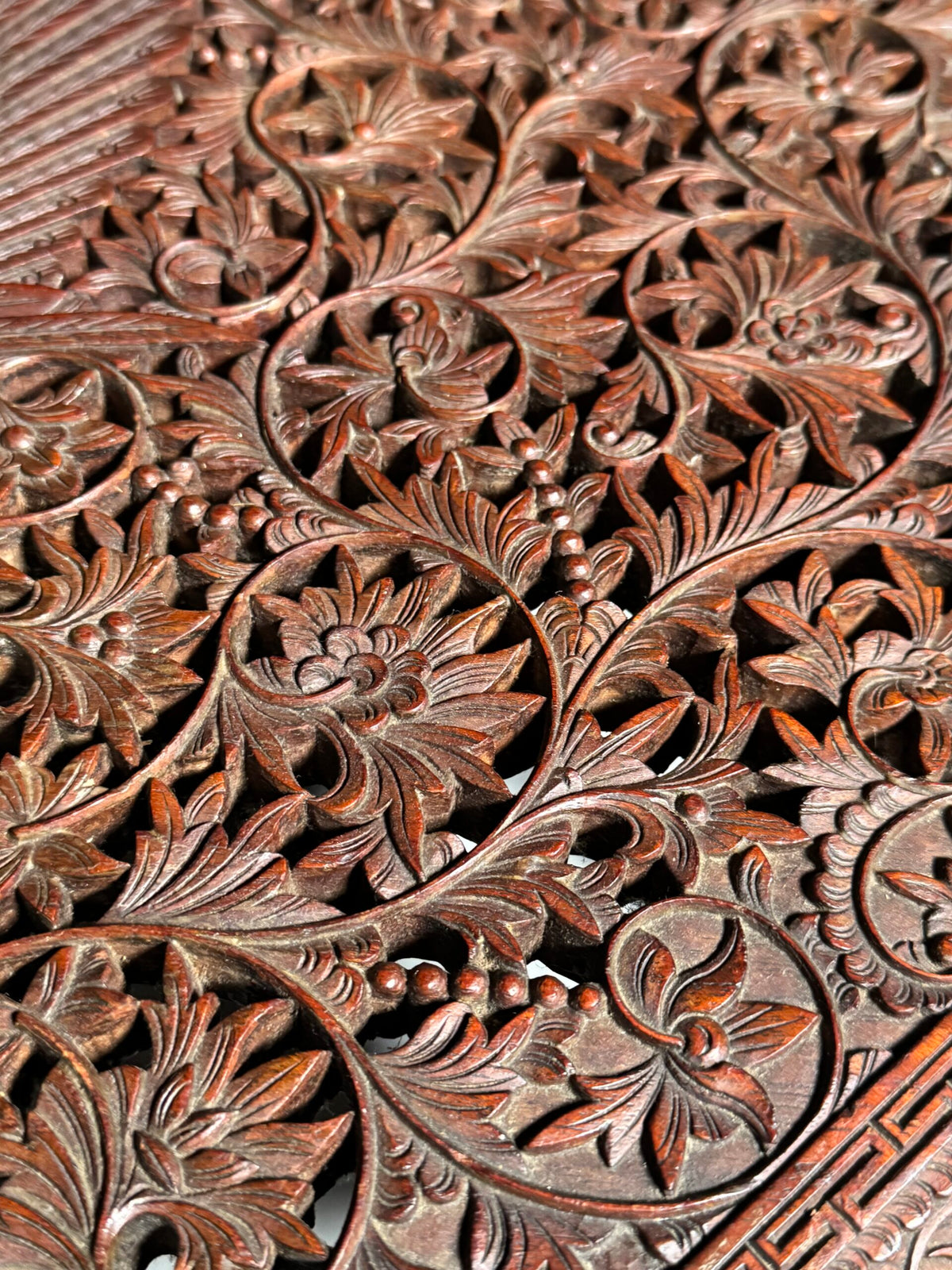Indian Carved Hardwood Side Table, circa 1900 to 1920, photo 3