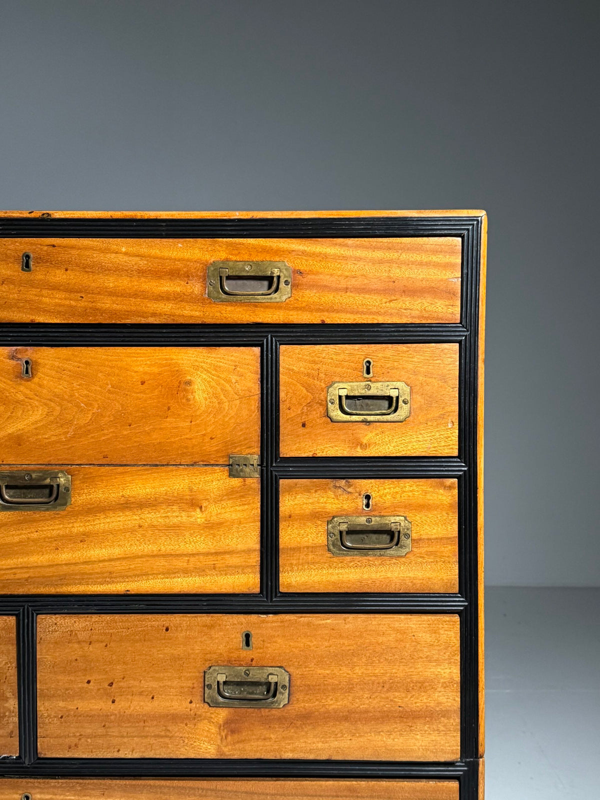 English Military Campaign Chest of Drawers with Fold-Out Desk, 19th Century, photo 3