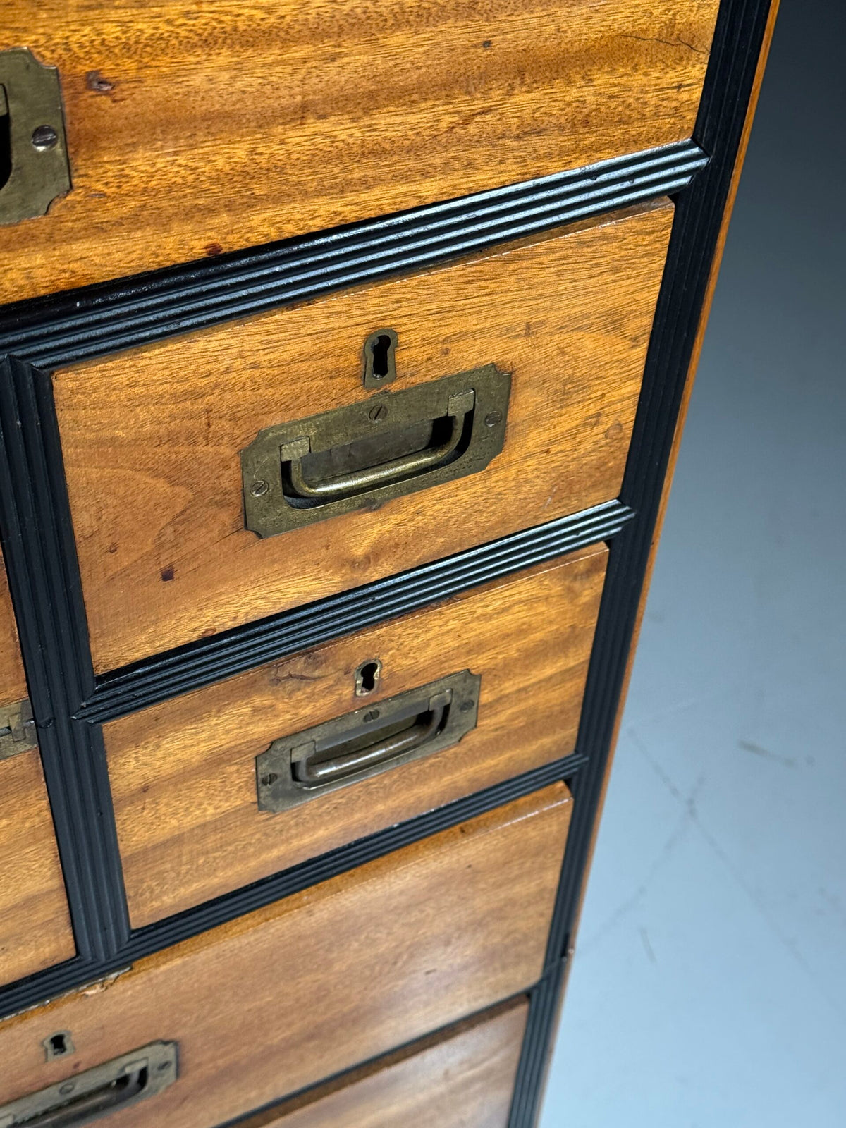 English Military Campaign Chest of Drawers with Fold-Out Desk, 19th Century, photo 7