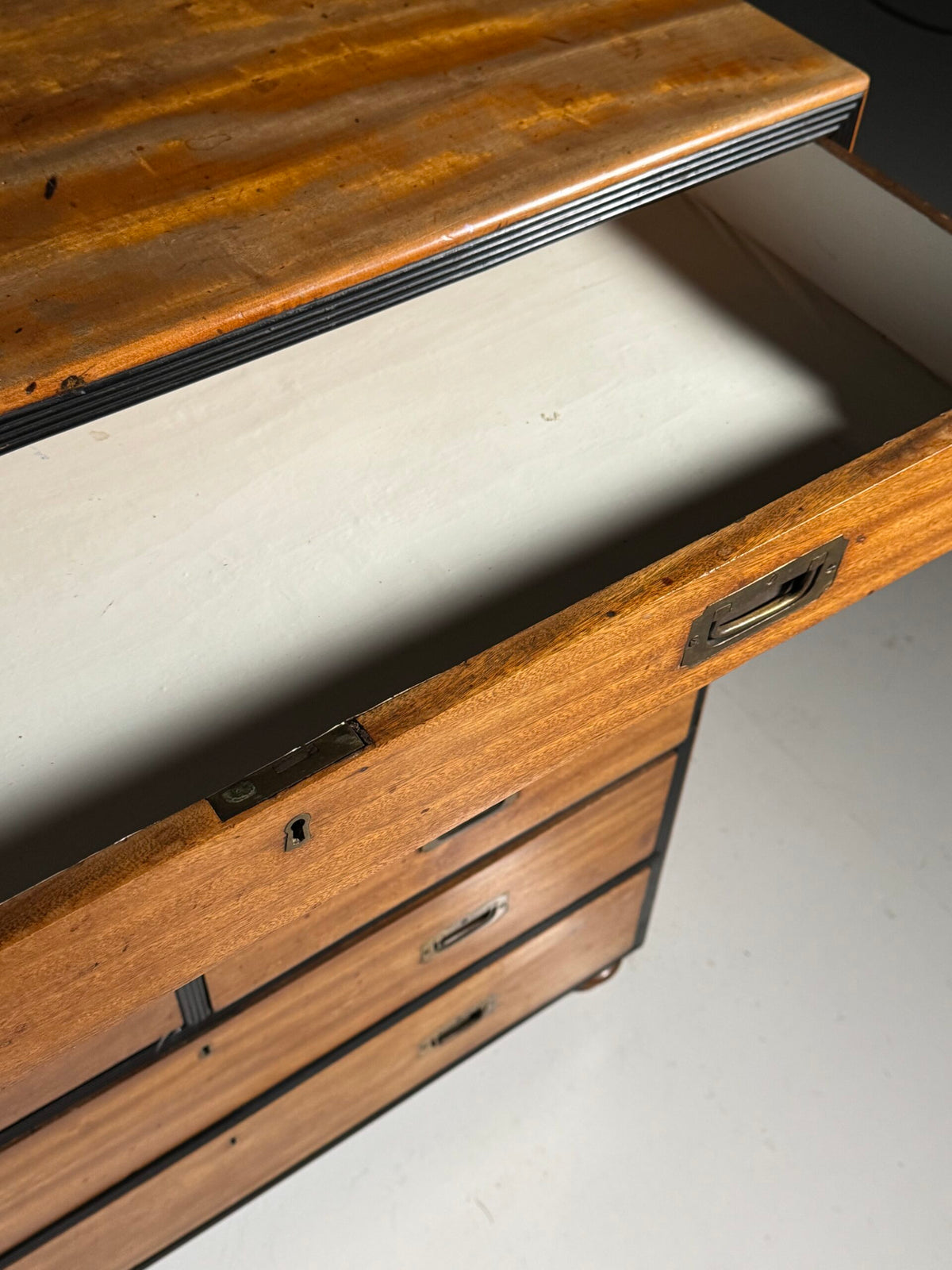 English Military Campaign Chest of Drawers with Fold-Out Desk, 19th Century, photo 10