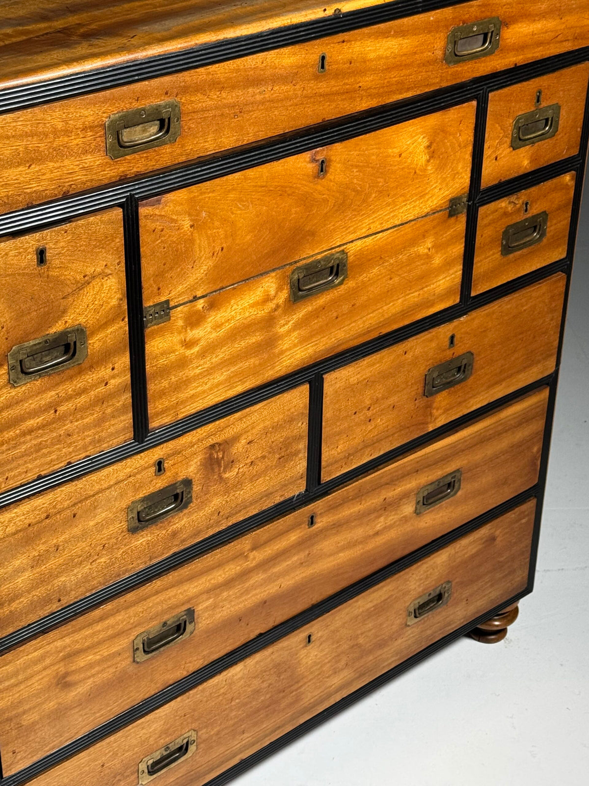 English Military Campaign Chest of Drawers with Fold-Out Desk, 19th Century, photo 26