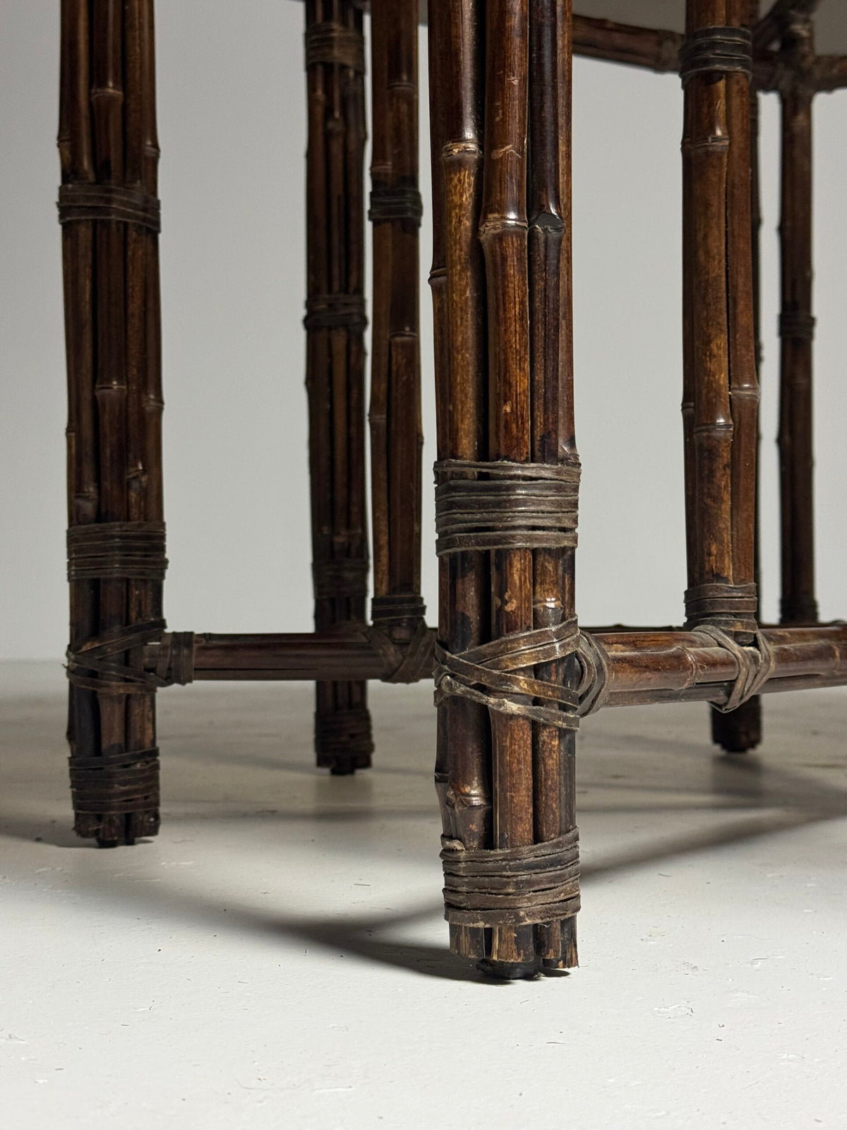 Very Large Bamboo Clad Center Table with Octagonal Glass Top, photo 19