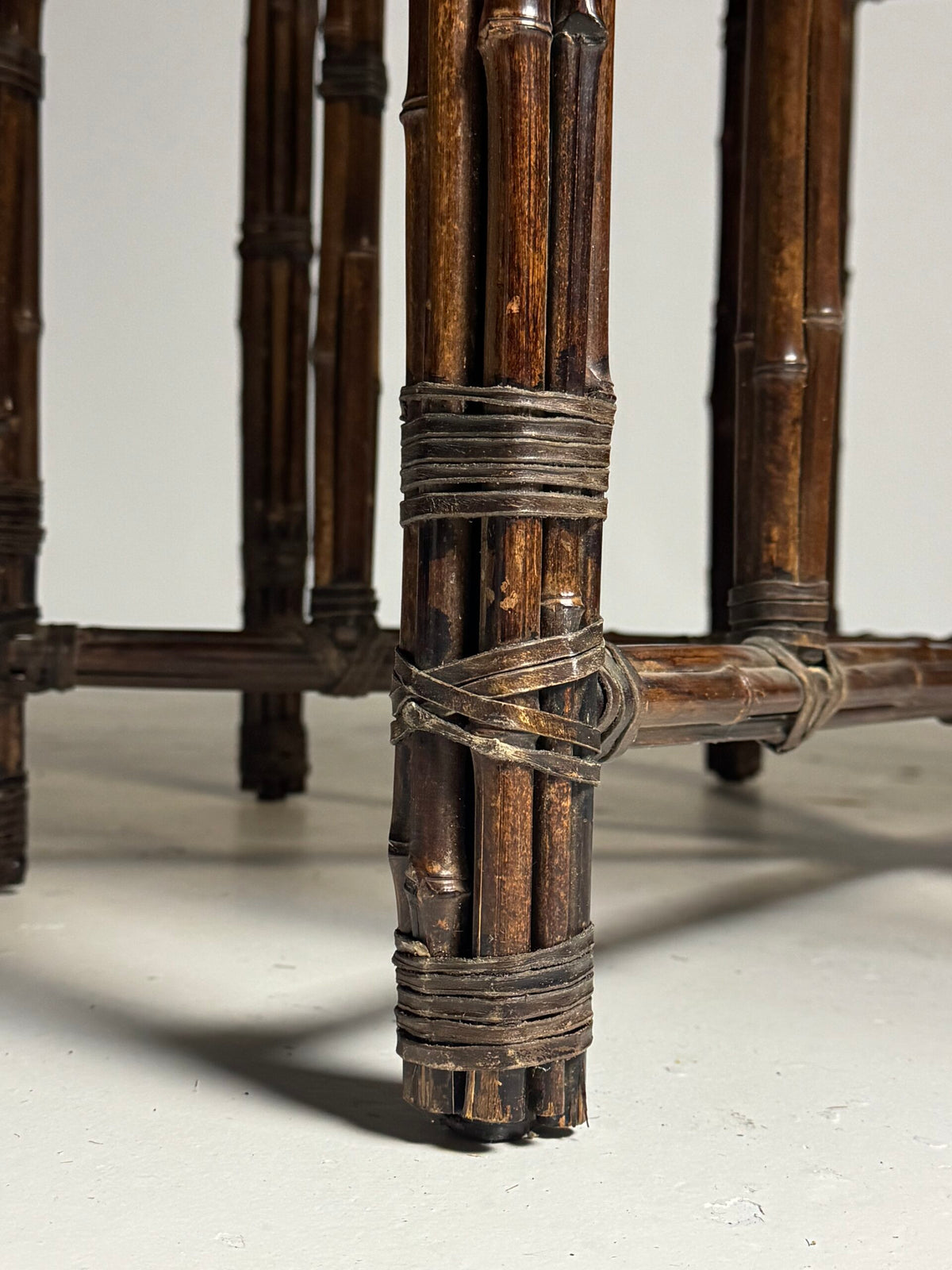 Very Large Bamboo Clad Center Table with Octagonal Glass Top, photo 18