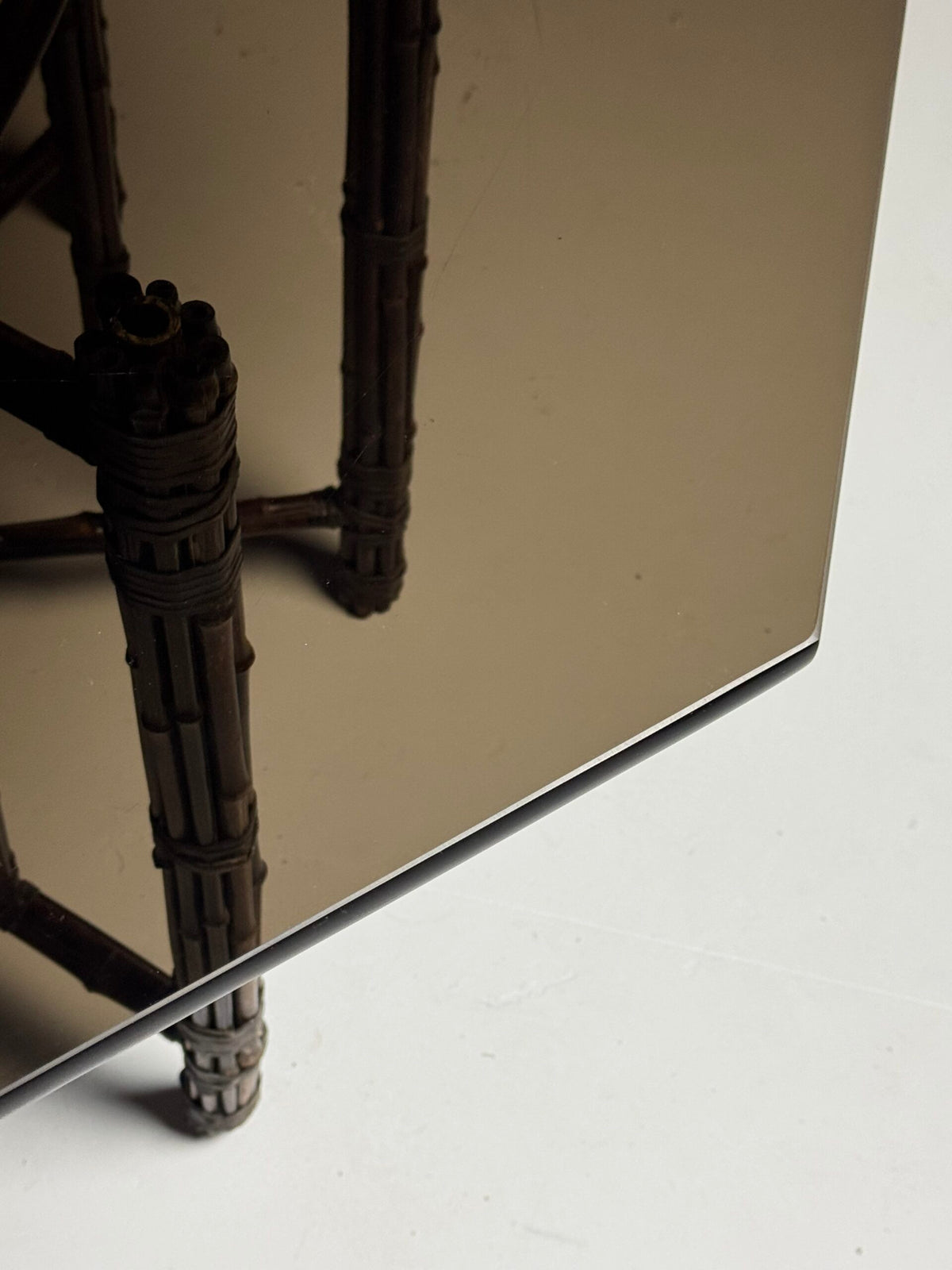 Very Large Bamboo Clad Center Table with Octagonal Glass Top, photo 10