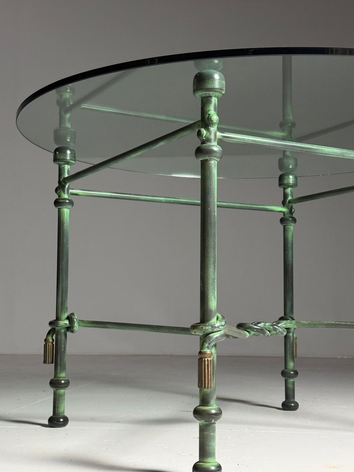 Vintage Rope Center Table with Tassels and Glass Top, 1980 to 1990, photo 13