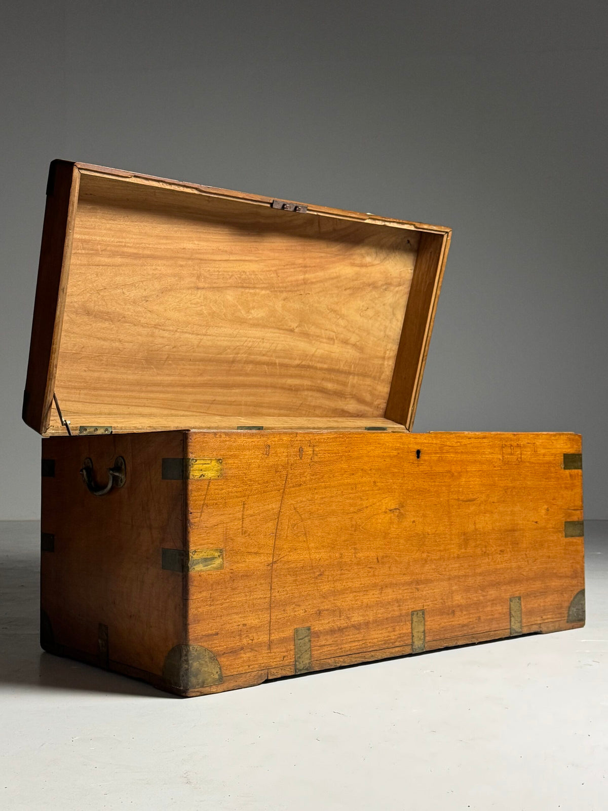 English Camphor Wood Campaign or Maritime Chest, 19th Century, photo 19