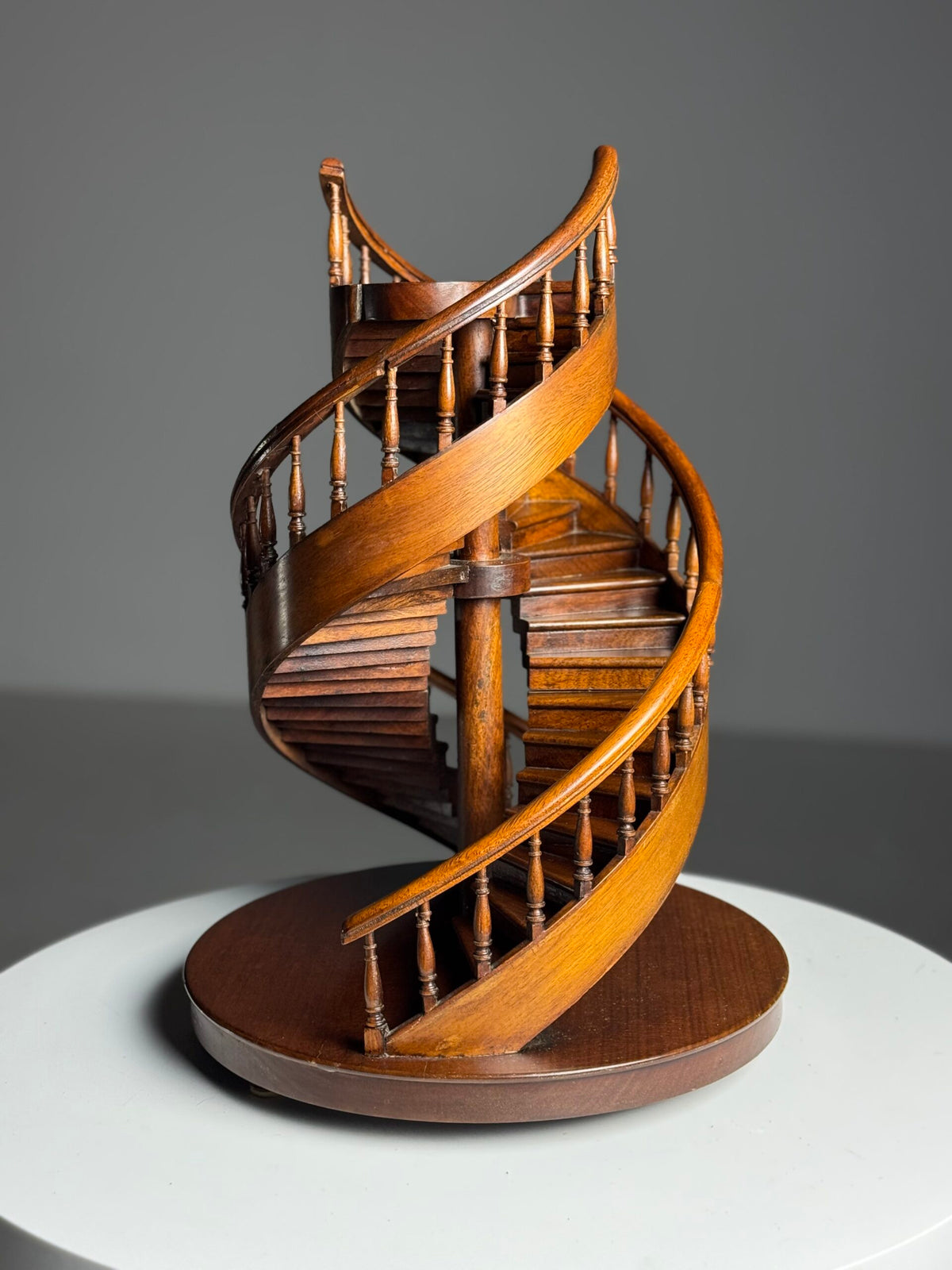 Mid 20th Century Mahogany Double Spiral Staircase Model, photo 19