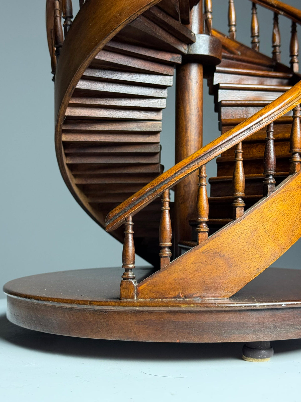 Mid 20th Century Mahogany Double Spiral Staircase Model, photo 5