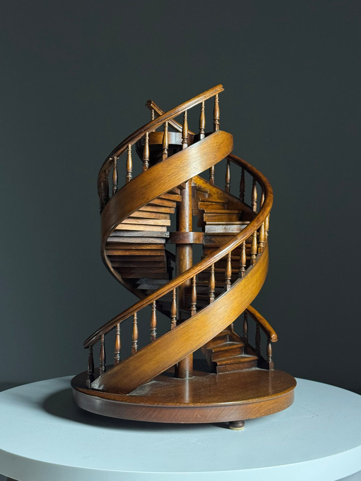 Mid 20th Century Mahogany Double Spiral Staircase Model, photo 2