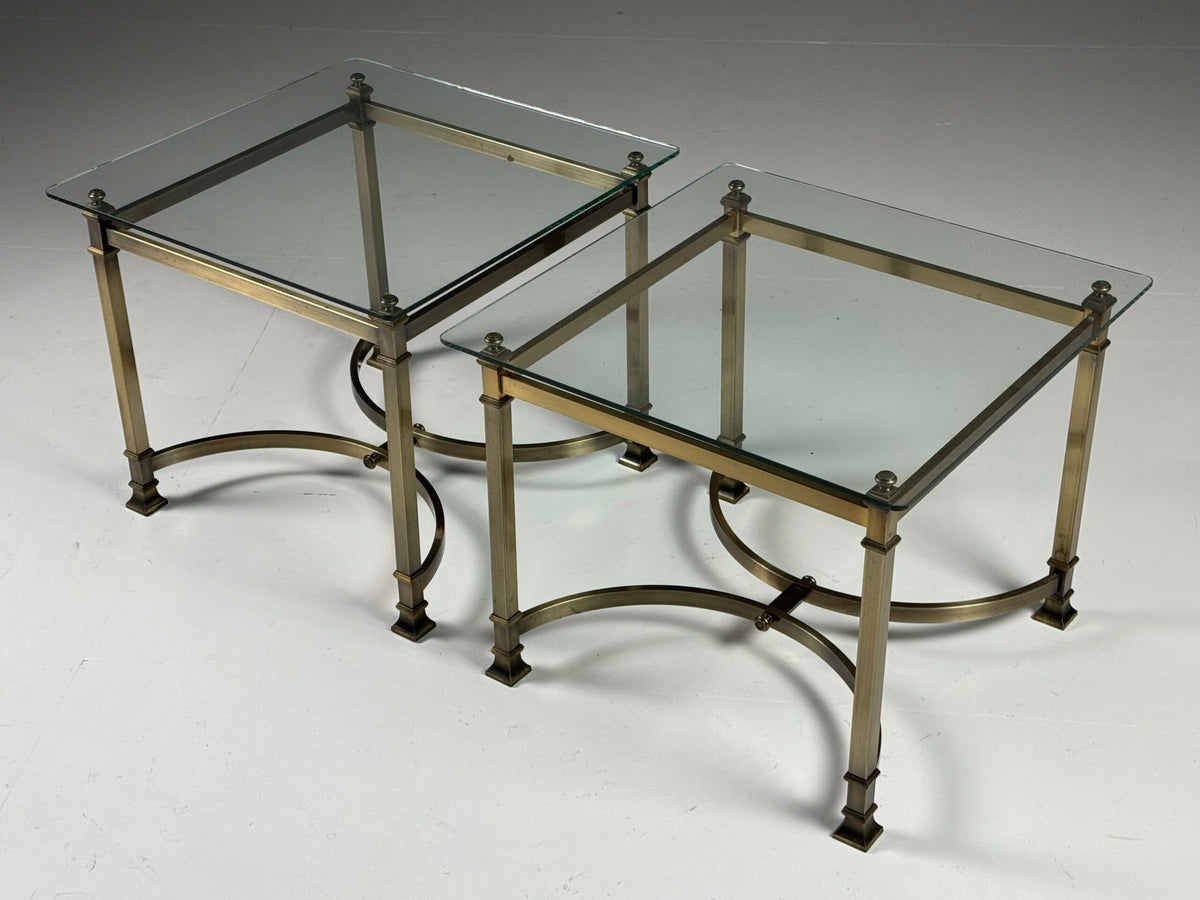 Pair of Gold Coloured Metal Side Tables with Glass Tops, Belgium, photo 11