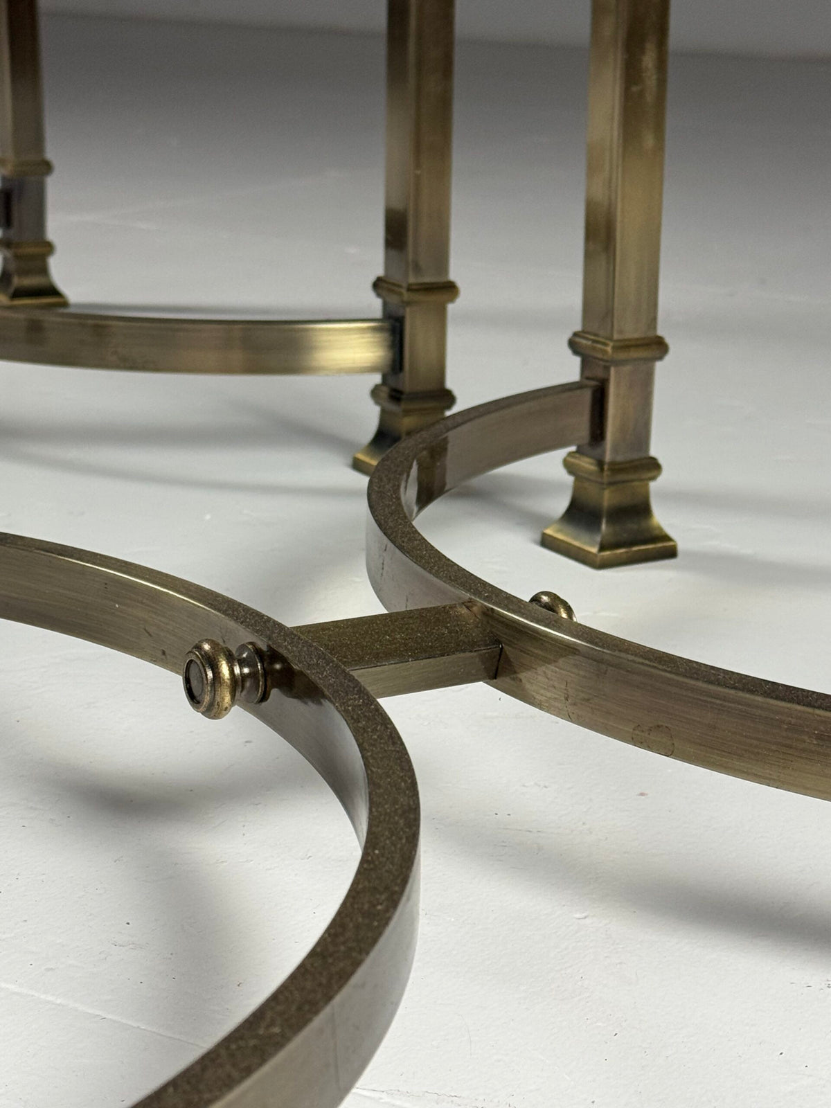 Pair of Gold Coloured Metal Side Tables with Glass Tops, Belgium, photo 5