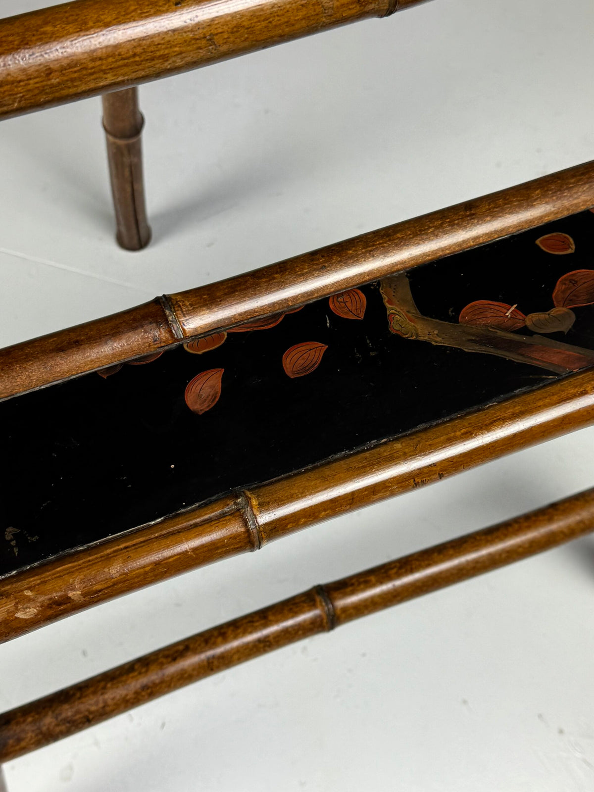 French Faux Bamboo Artist's Easel with Black Lacquer Panel, c. 1900, photo 7