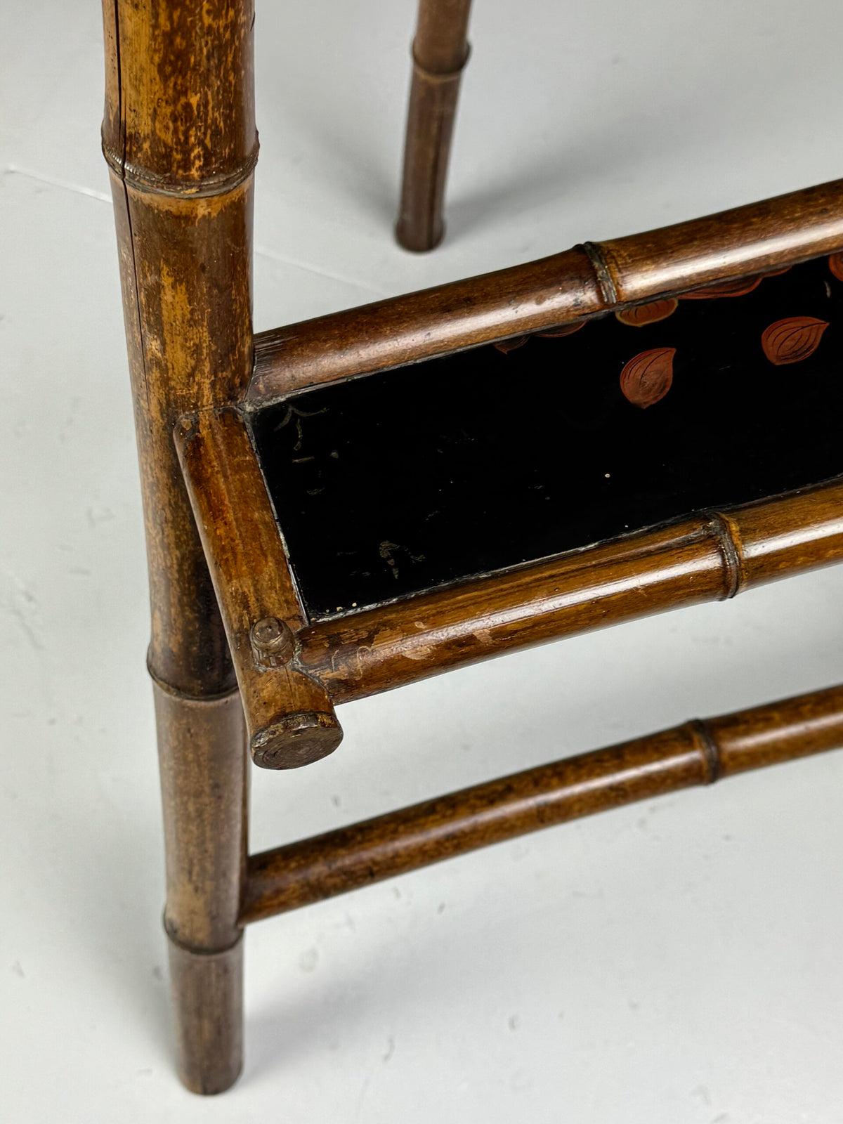 French Faux Bamboo Artist's Easel with Black Lacquer Panel, c. 1900, photo 6