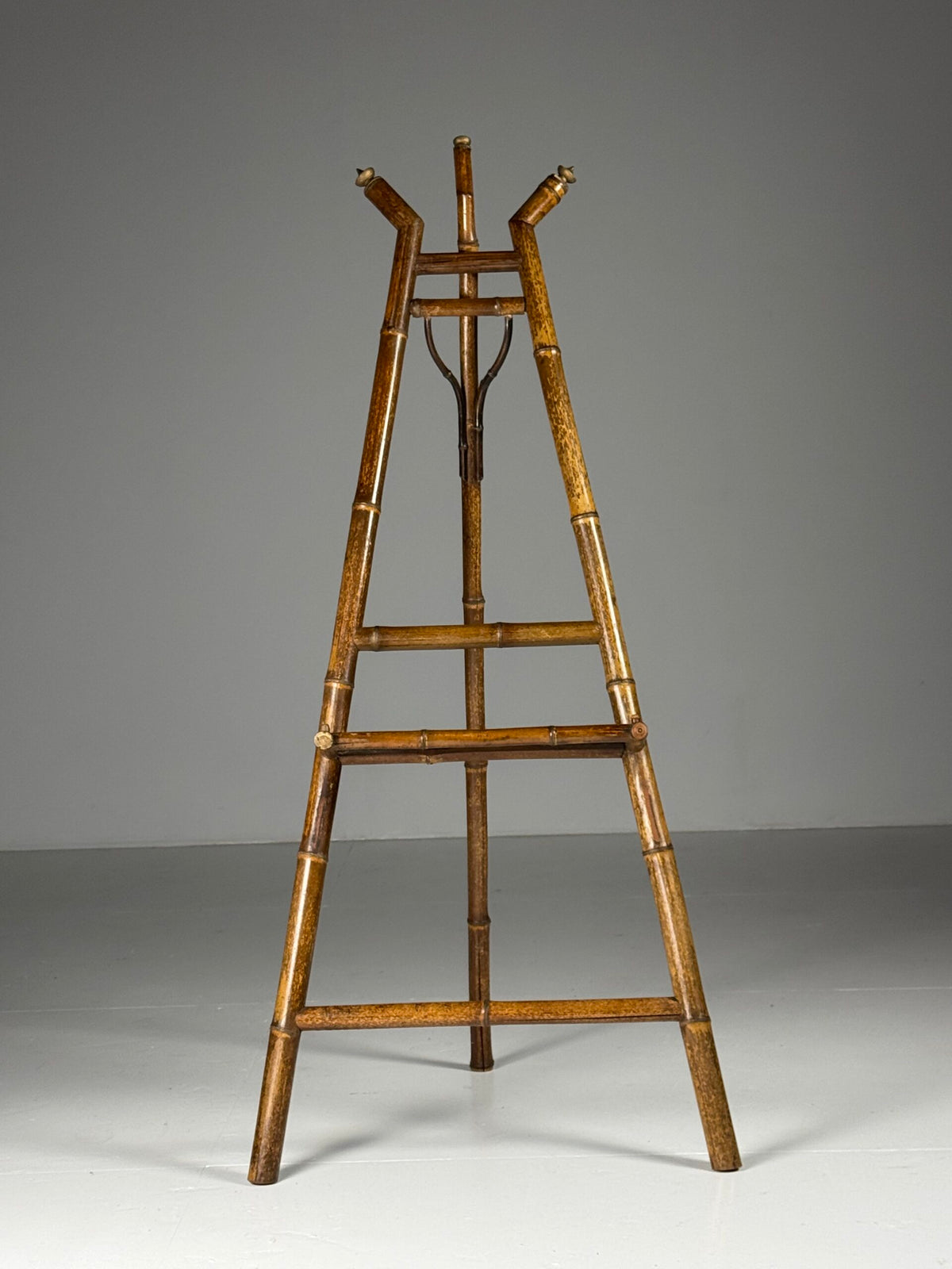 French Faux Bamboo Artist's Easel with Black Lacquer Panel, c. 1900, photo 1