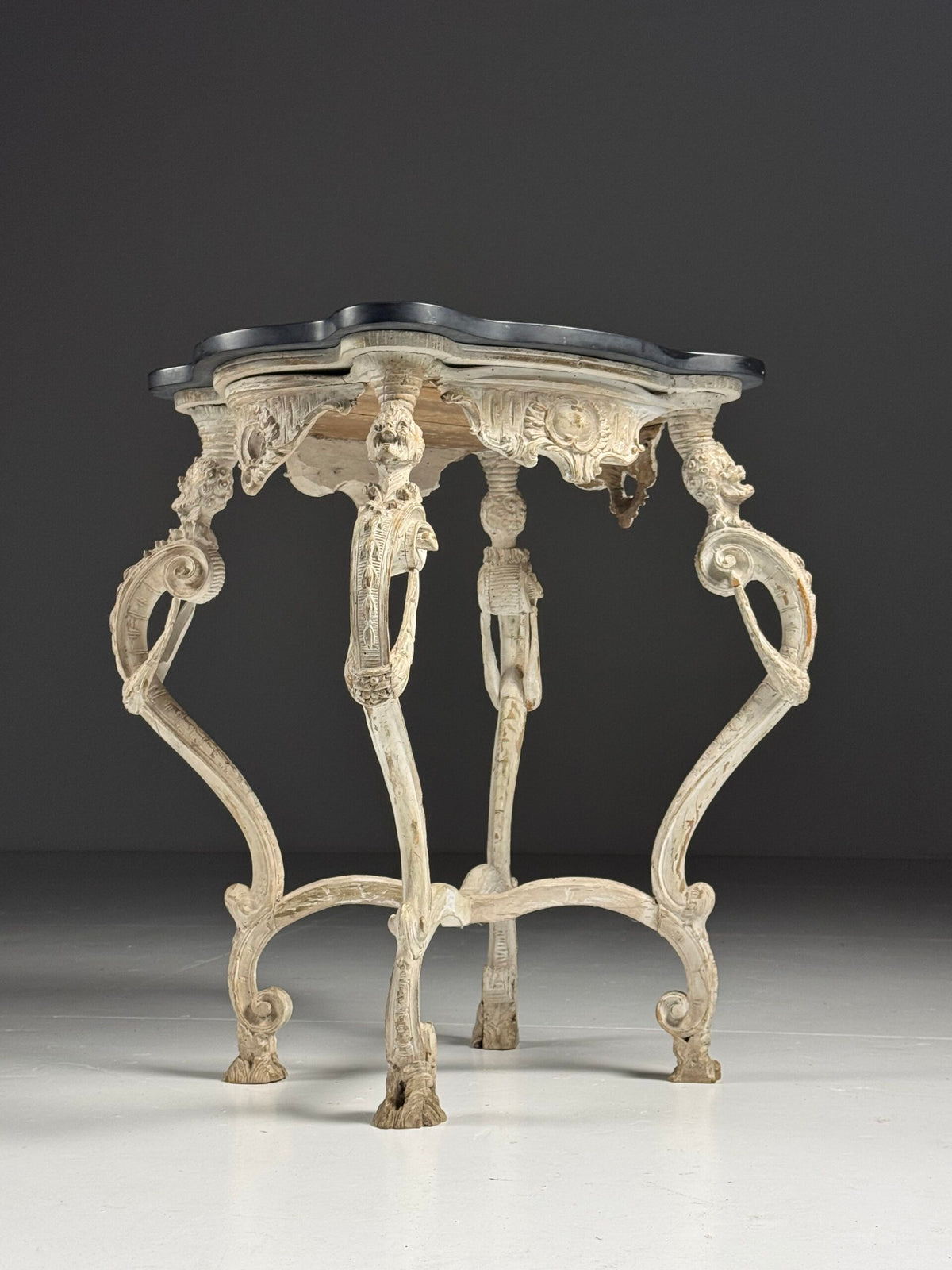 French Carved Side Table with Black Marble Top, Early 19th Century, photo 16