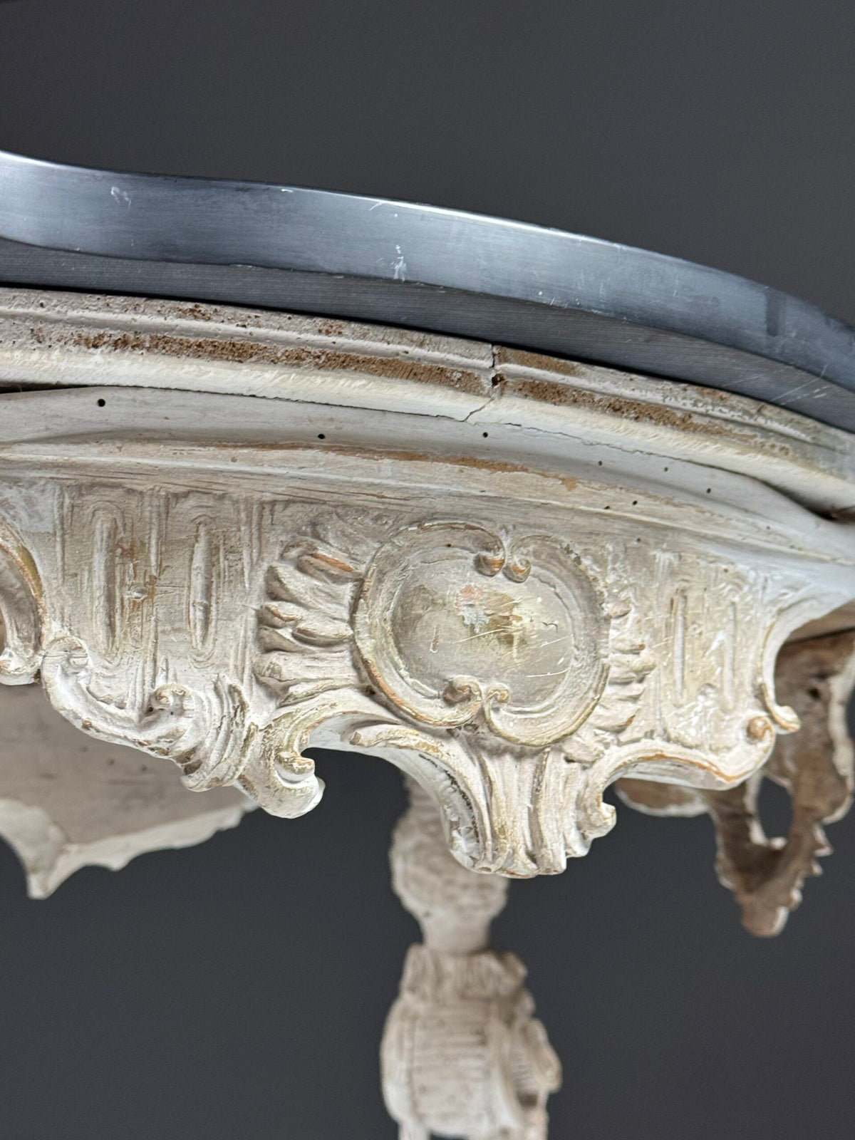 French Carved Side Table with Black Marble Top, Early 19th Century, photo 12