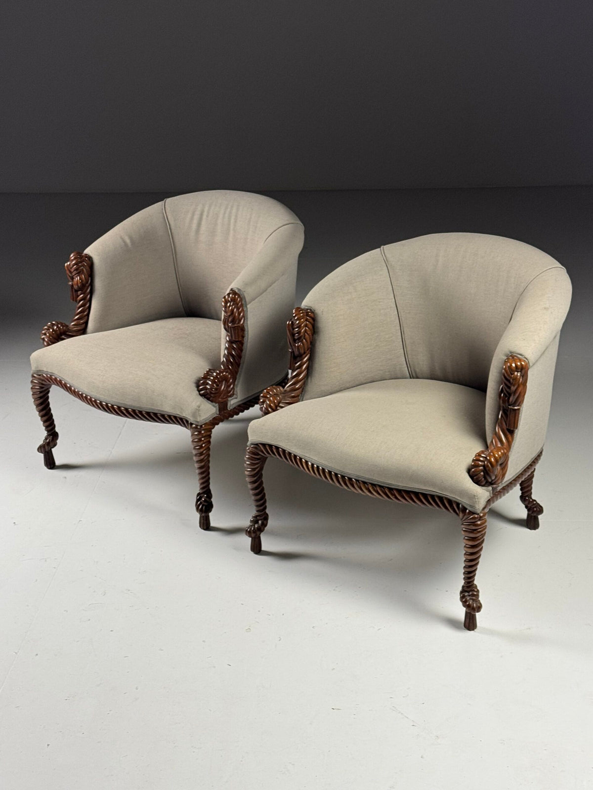 Pair of Napoleon III Style Rope Club Chairs, Early 20th Century, photo 4