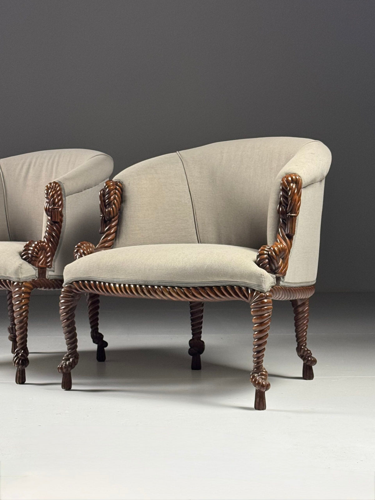 Pair of Napoleon III Style Rope Club Chairs, Early 20th Century, photo 1