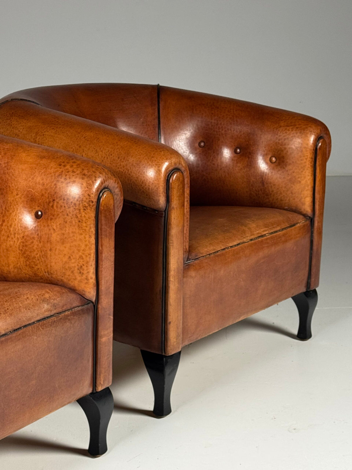 Pair of Sheepskin Leather Club Armchairs, Netherlands, photo 5
