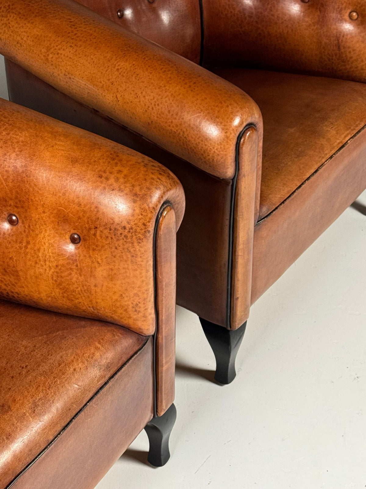 Pair of Sheepskin Leather Club Armchairs, Netherlands, photo 4
