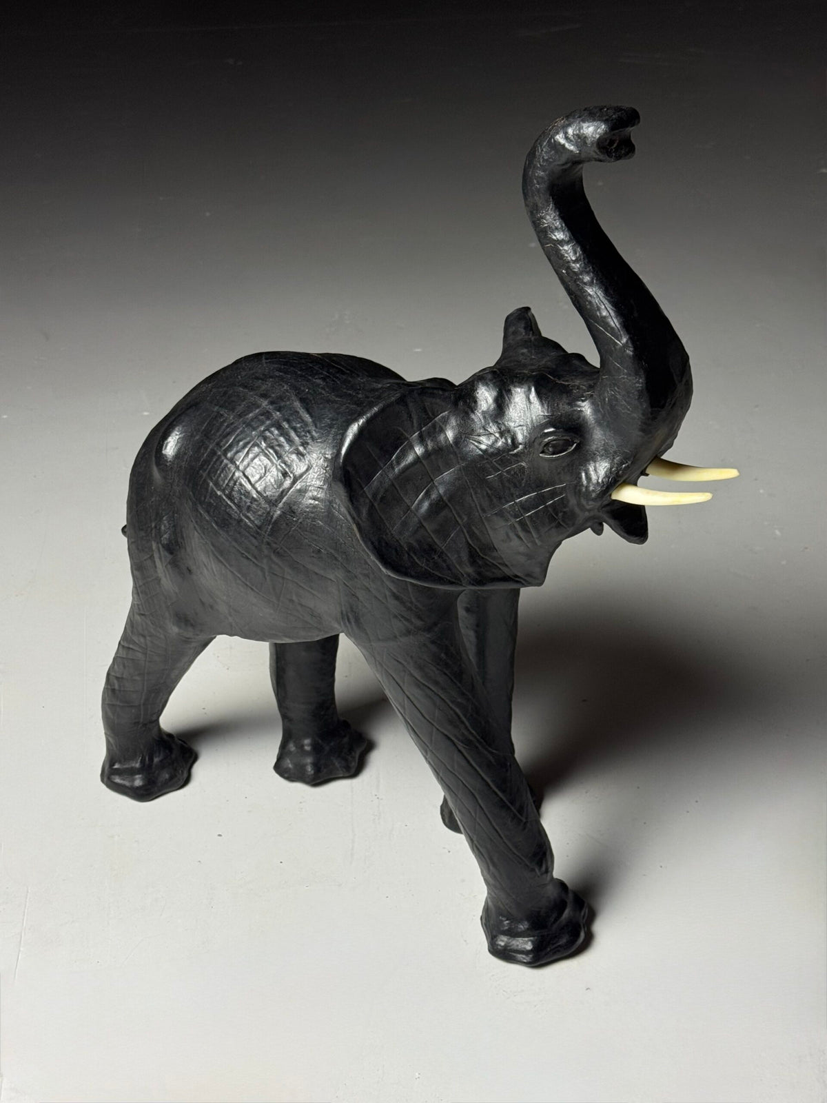 English Leather Covered Elephant Statue, photo 1