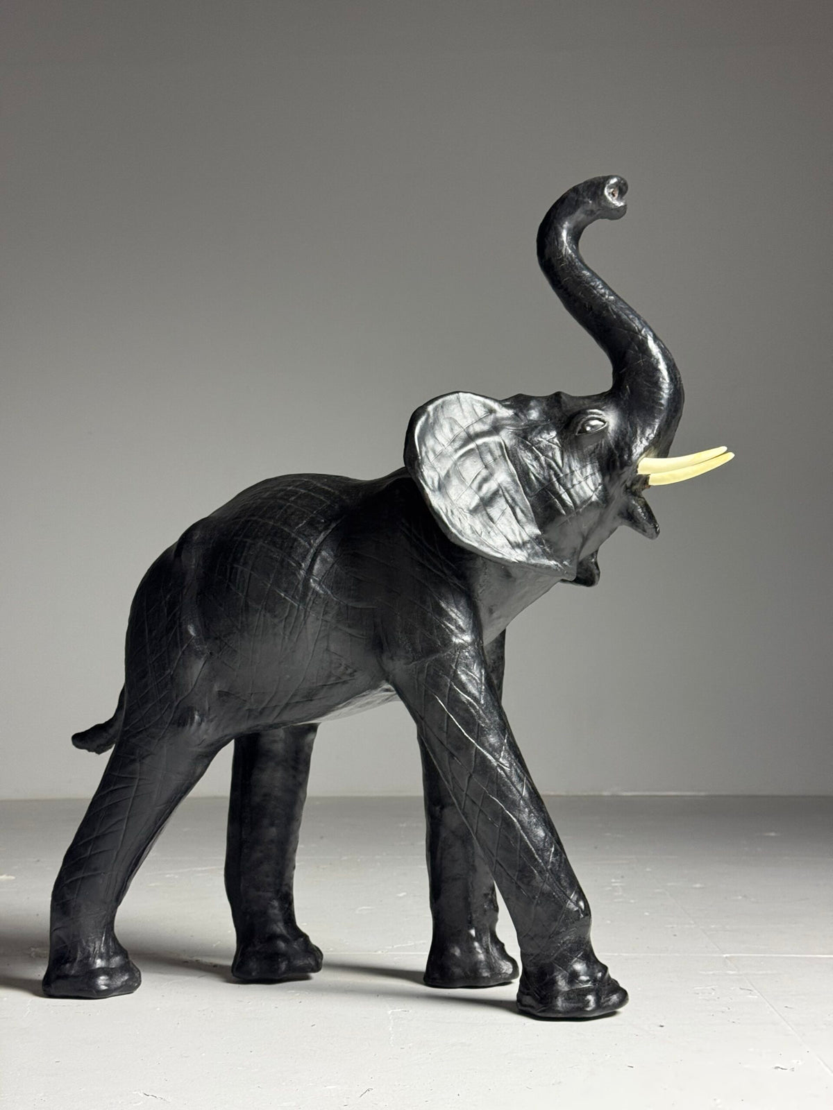English Leather Covered Elephant Statue, photo 4