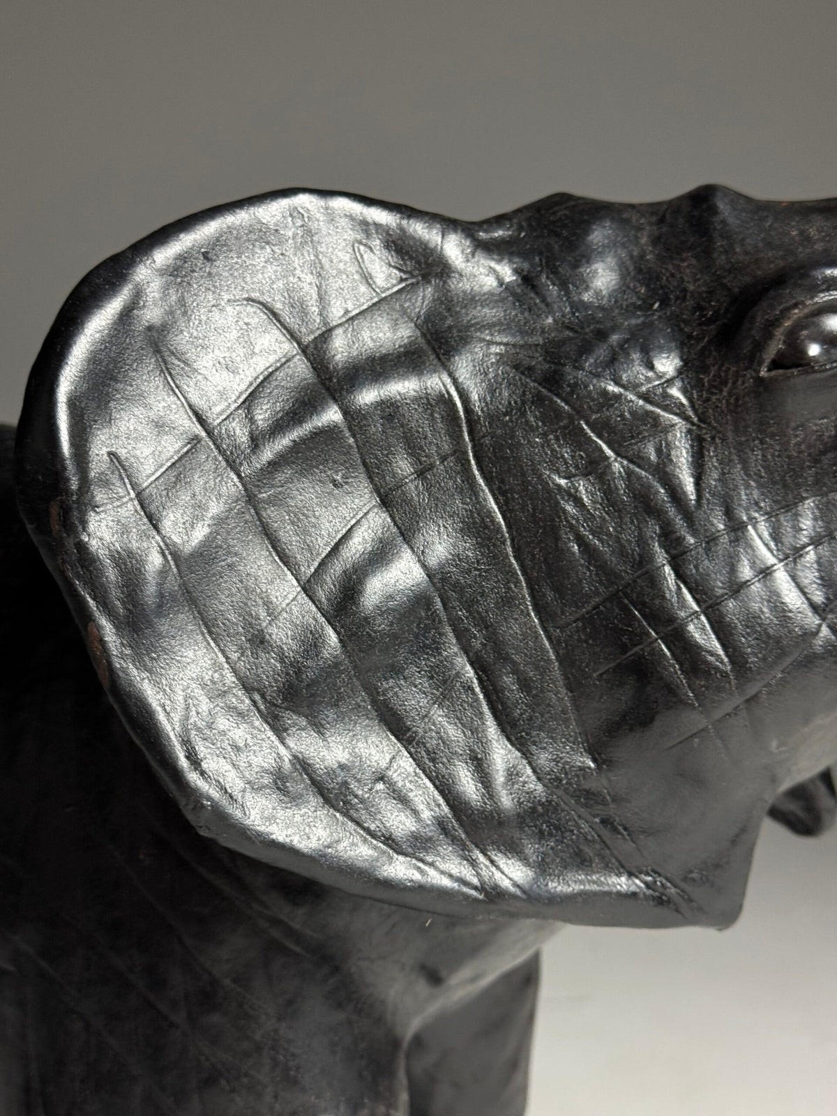 English Leather Covered Elephant Statue, photo 6