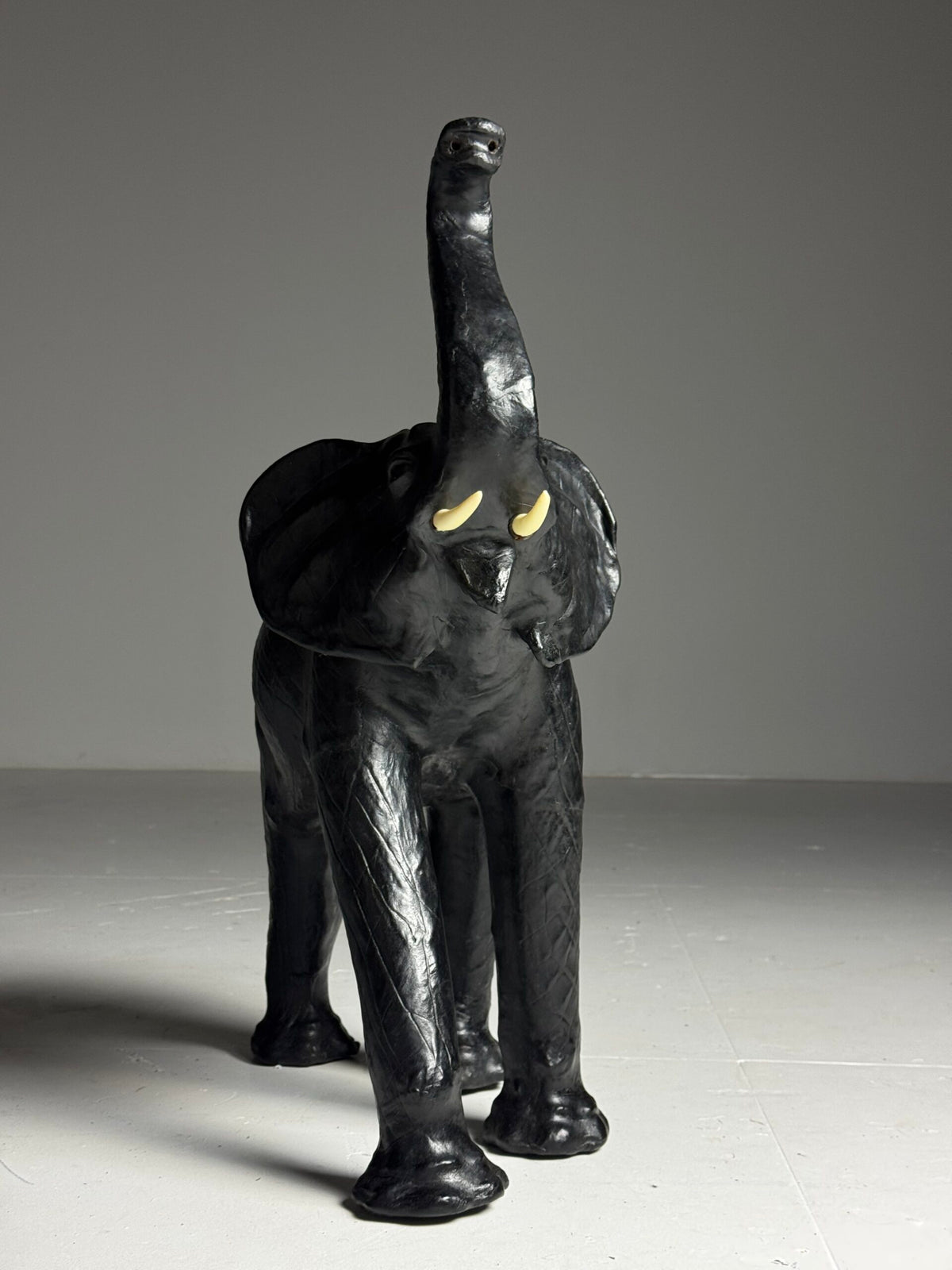 English Leather Covered Elephant Statue, photo 12