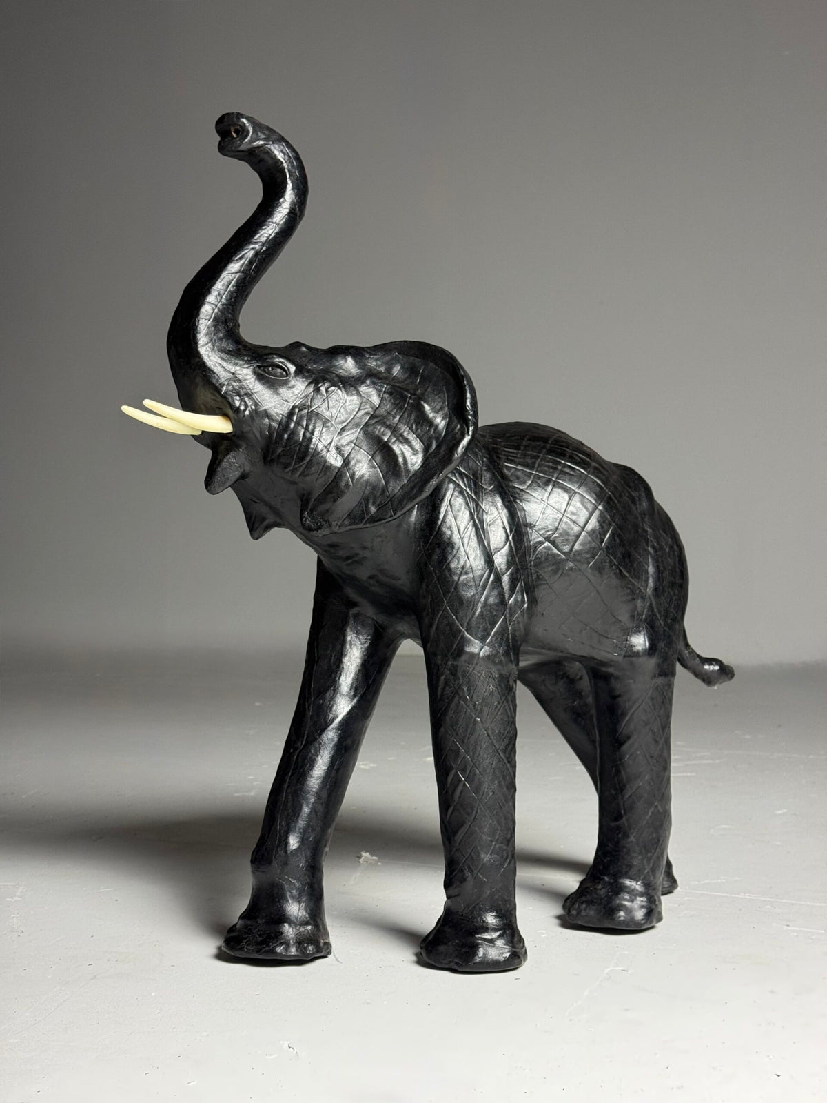 English Leather Covered Elephant Statue, photo 13