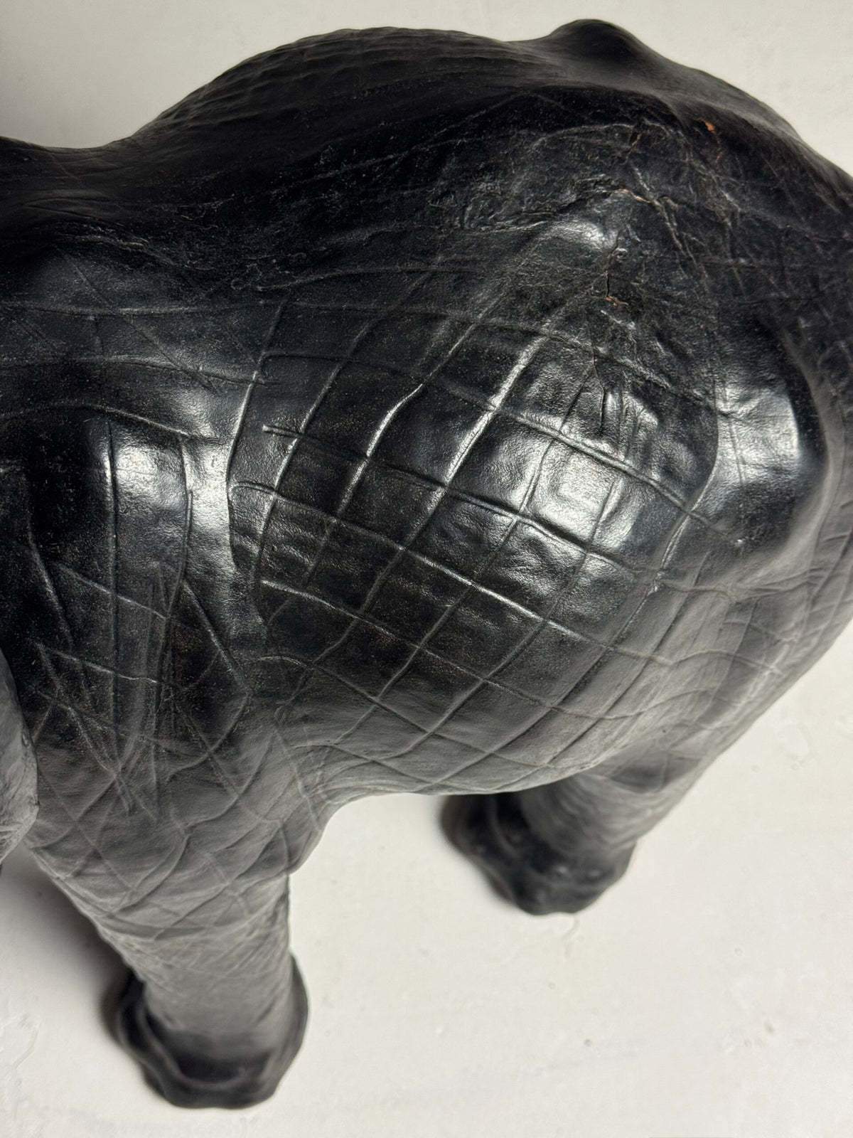 English Leather Covered Elephant Statue, photo 15