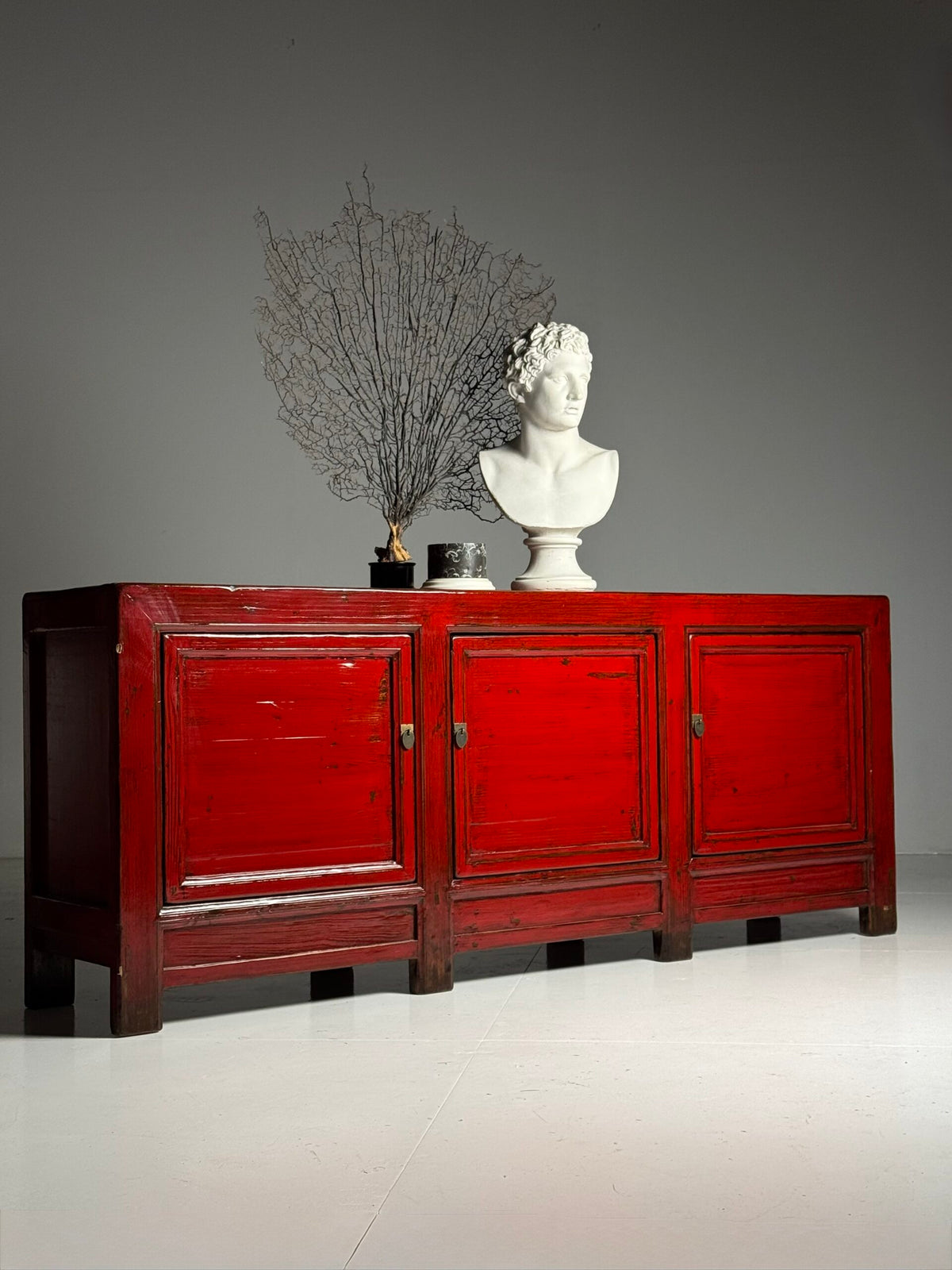 Large Chinese Style Red Lacquer Sideboard, c. 2000, photo 1