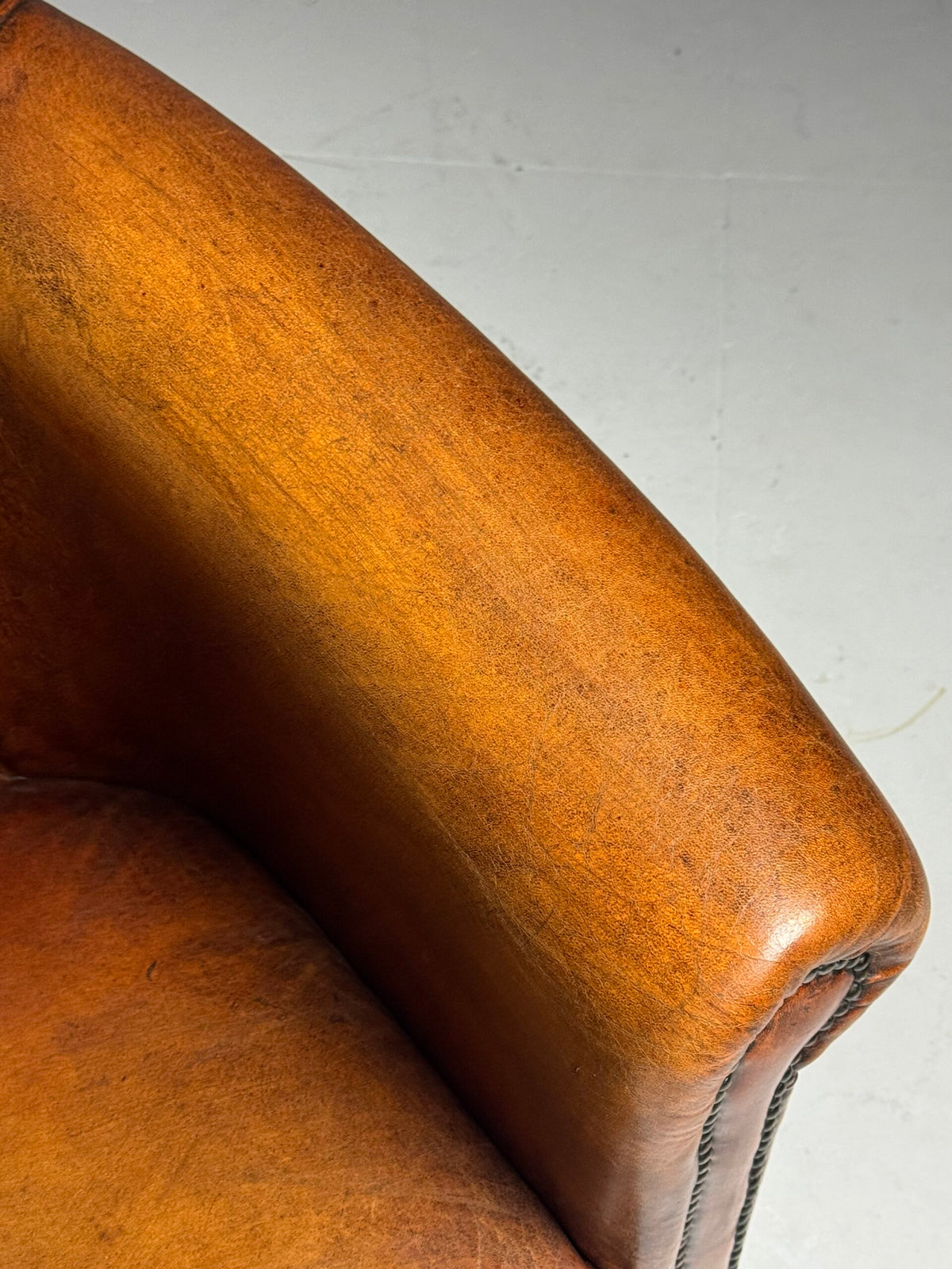 Pair of Dutch Sheepskin Leather Club Armchairs, Late 20th Century, photo 4