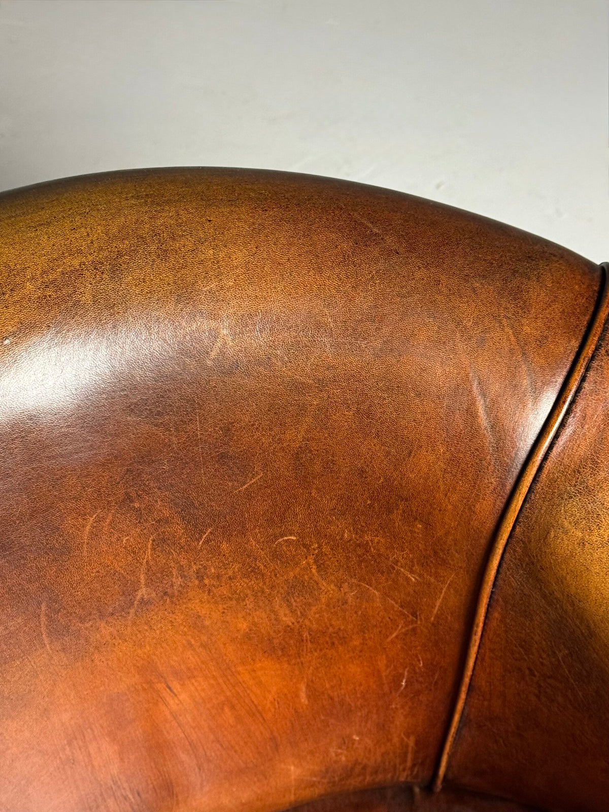 Pair of Dutch Sheepskin Leather Club Armchairs, Late 20th Century, photo 6