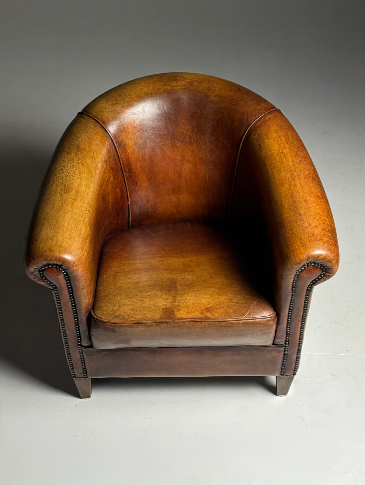 Pair of Dutch Sheepskin Leather Club Armchairs, Late 20th Century, photo 9